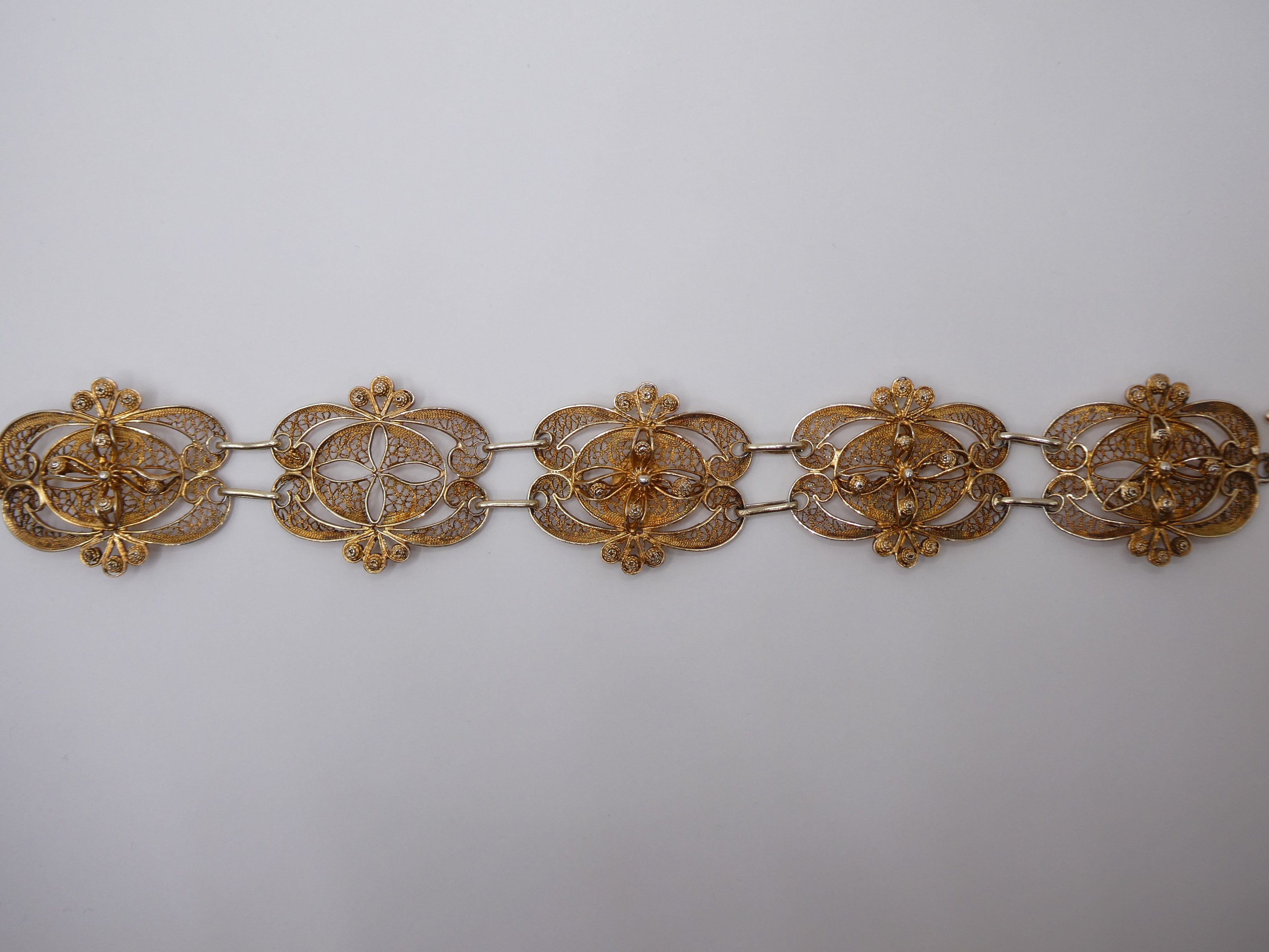 Vintage Gold Over Sterling Filigree Panel Bracelet