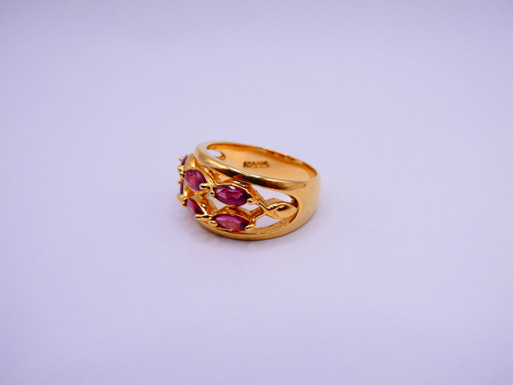 Vintage Gold Over Silver Rhodalite Garnet Ring