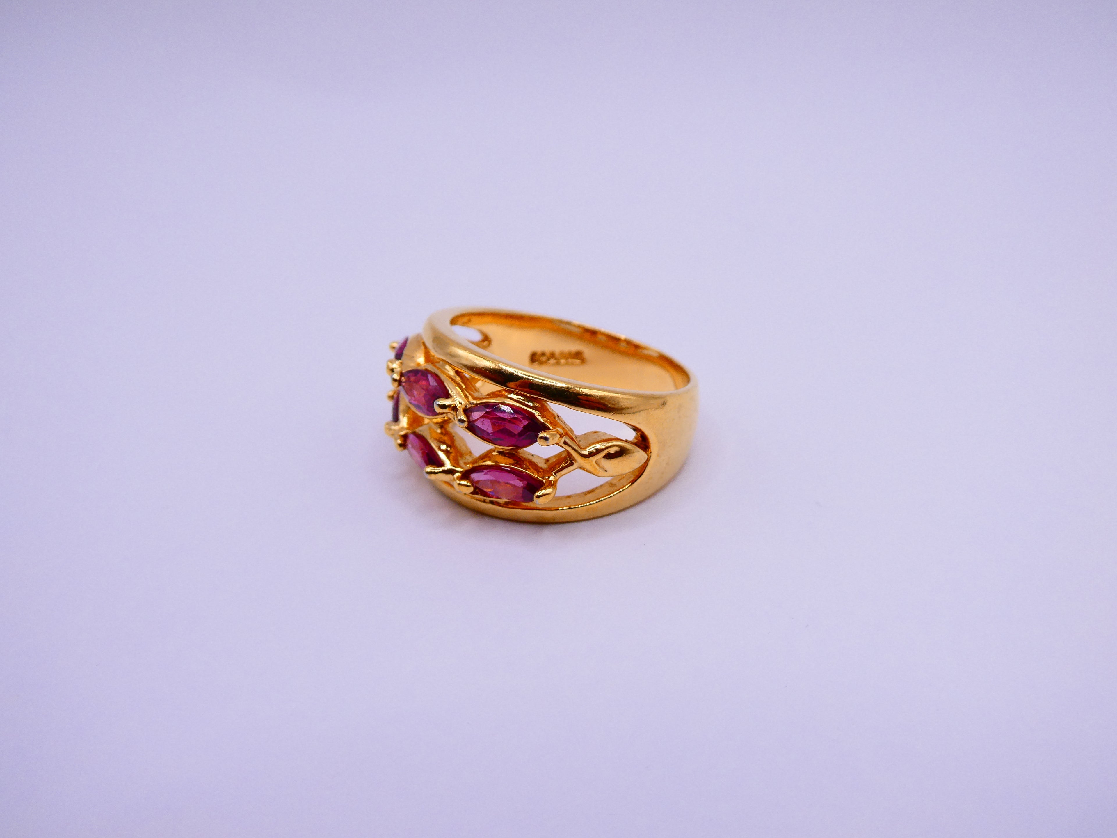 Vintage Gold Over Silver Rhodalite Garnet Ring