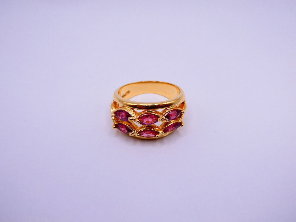 Vintage Gold Over Silver Rhodalite Garnet Ring
