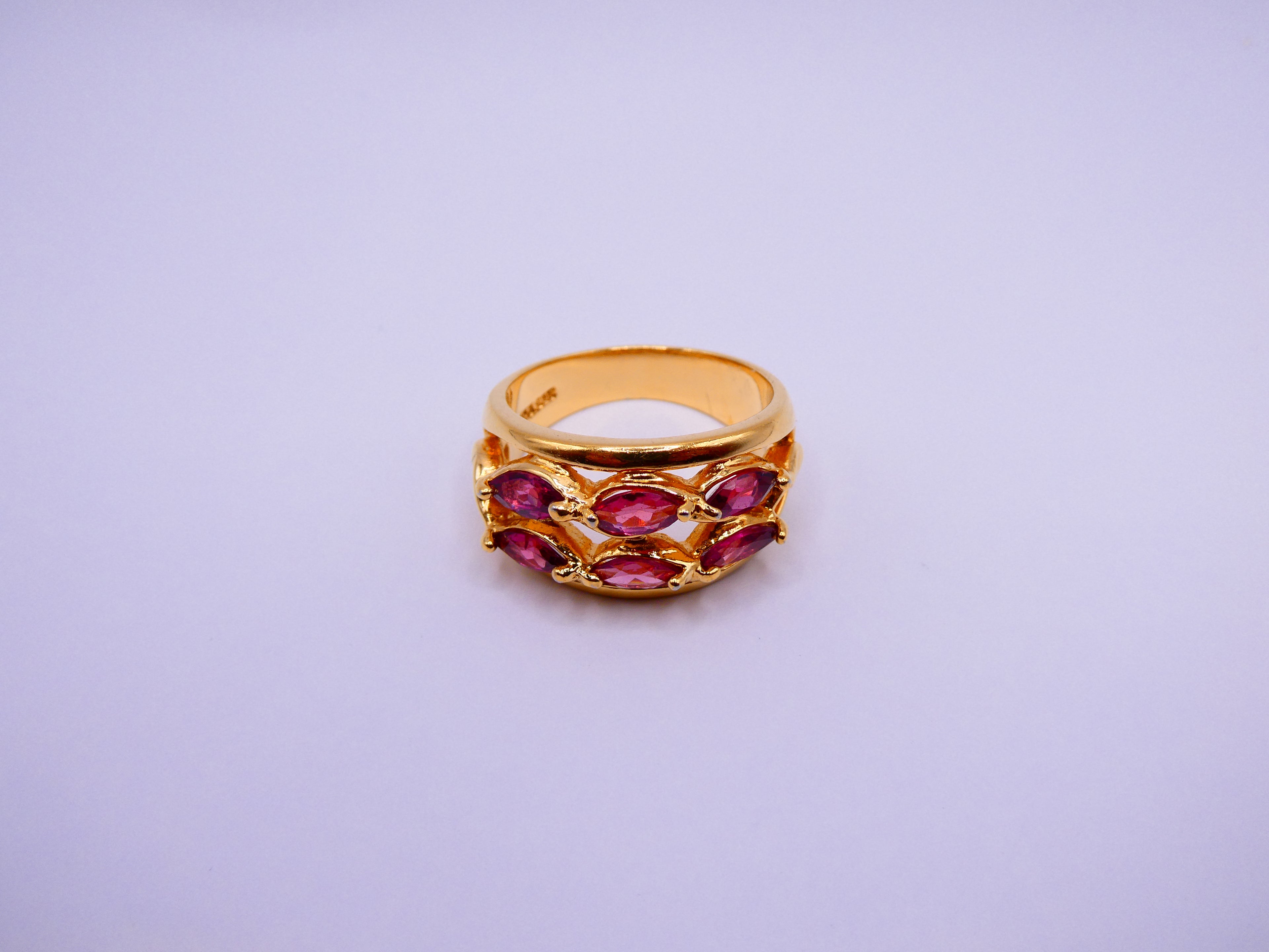Vintage Gold Over Silver Rhodalite Garnet Ring