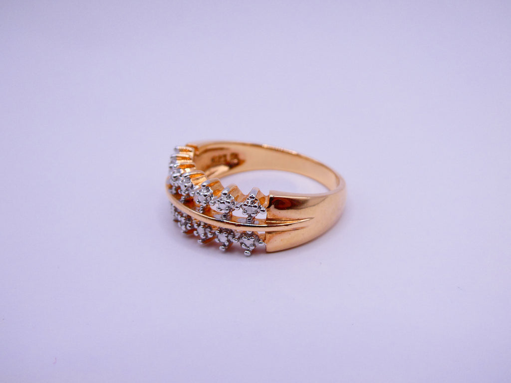 Vintage 18k Gold Over Silver Diamond Ring