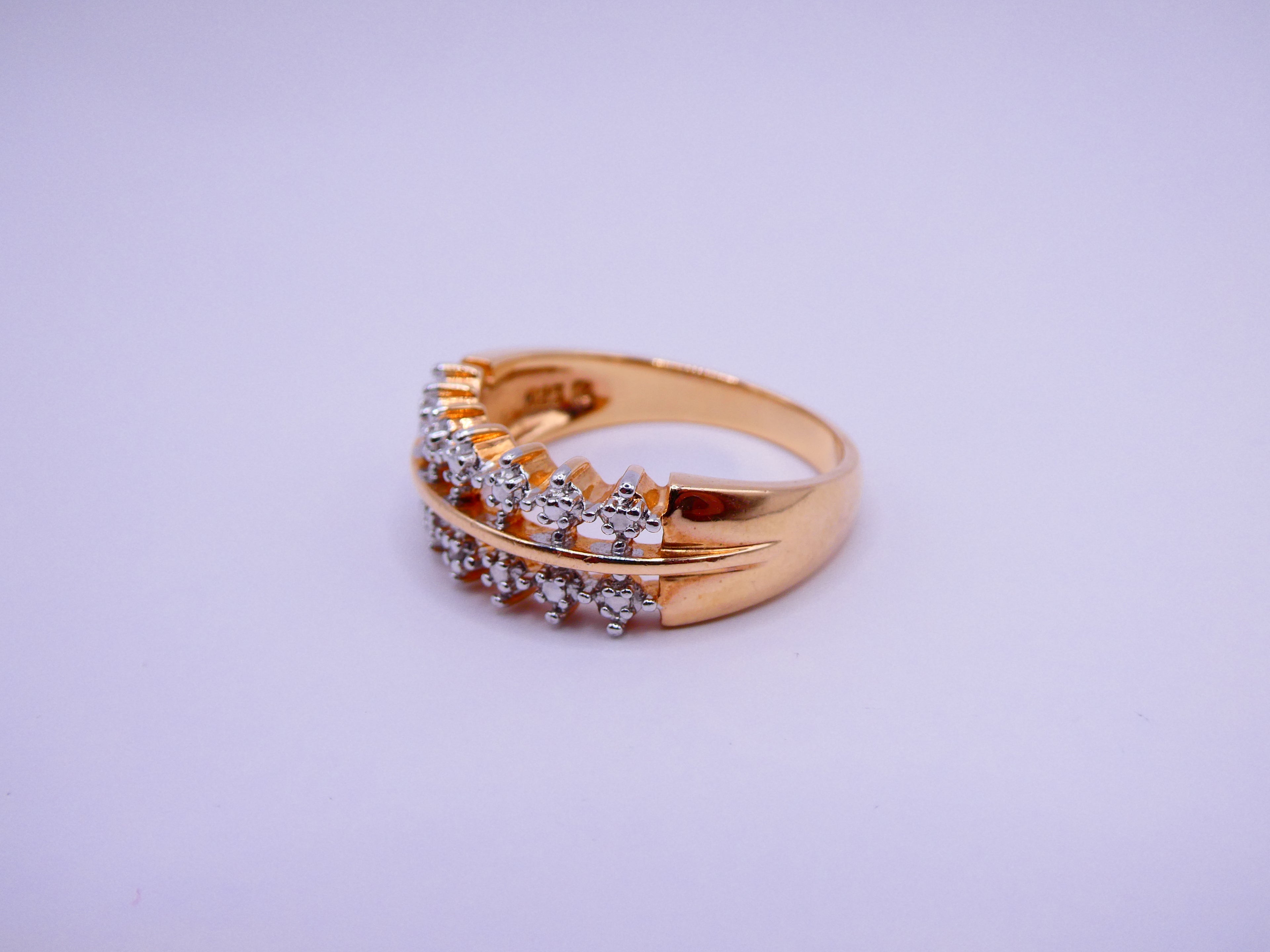 Vintage 18k Gold Over Silver Diamond Ring