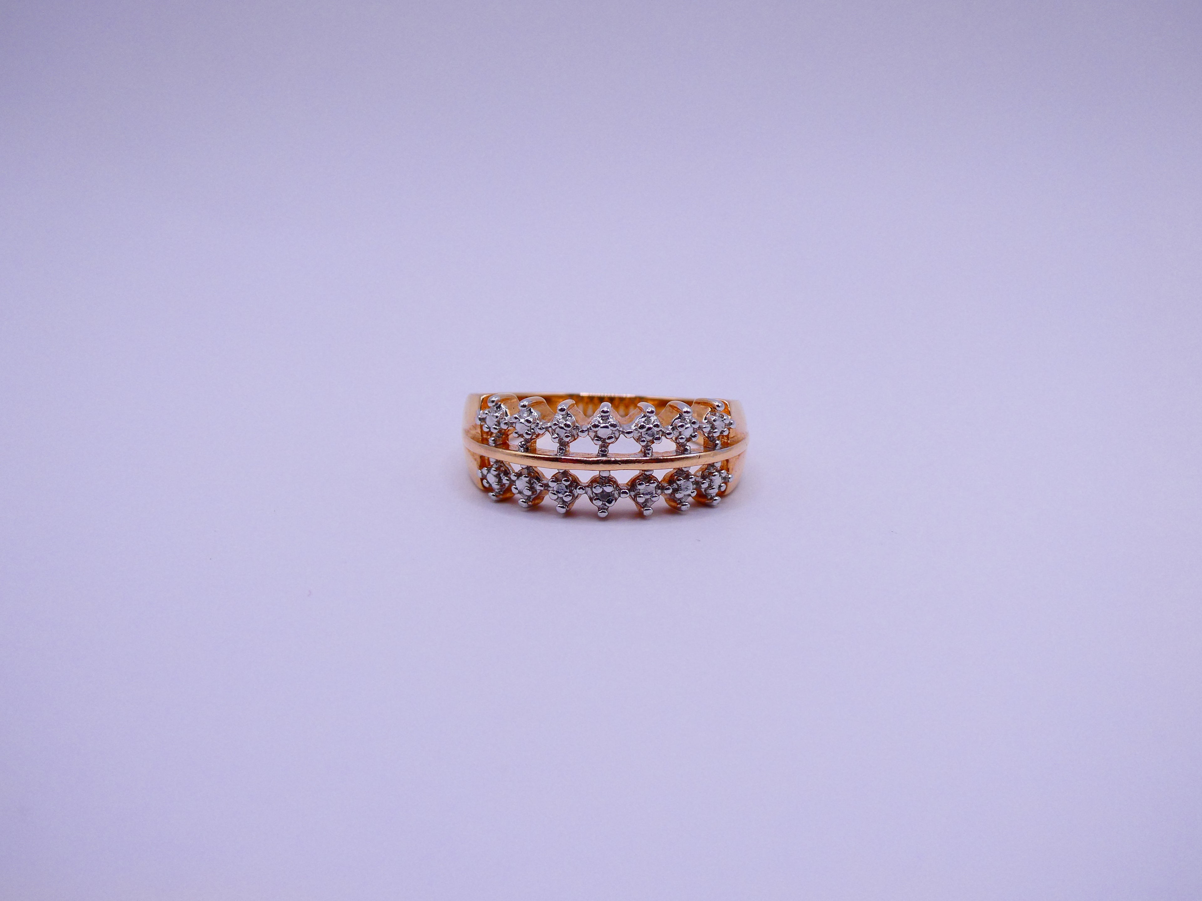 Vintage 18k Gold Over Silver Diamond Ring