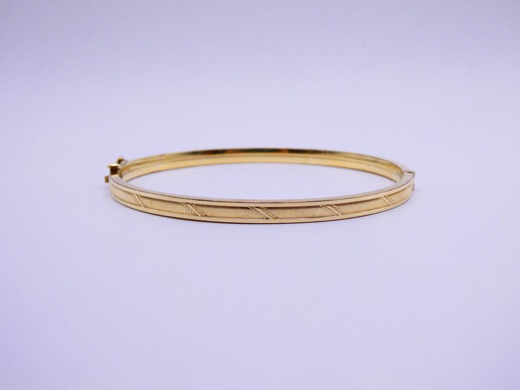 Vintage Gold Over Silver Etched Bangle