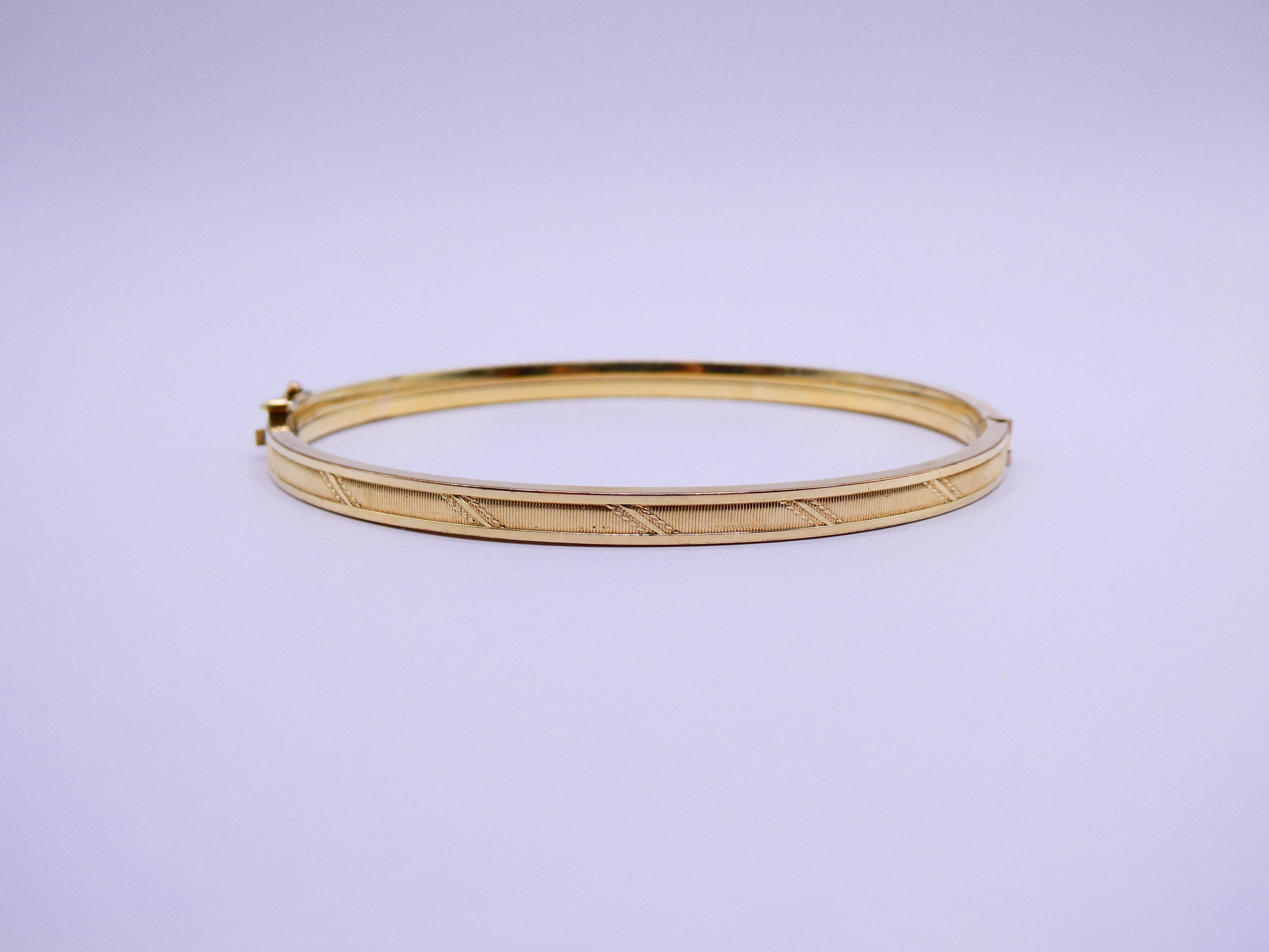 Vintage Gold Over Silver Etched Bangle