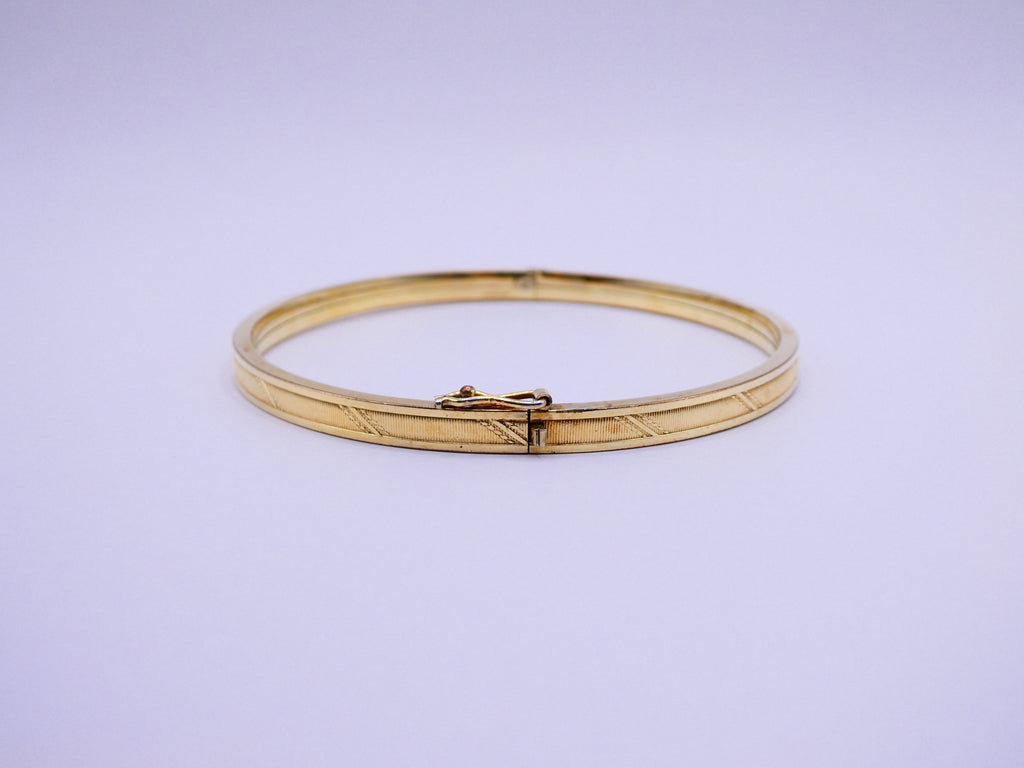 Vintage Gold Over Silver Etched Bangle