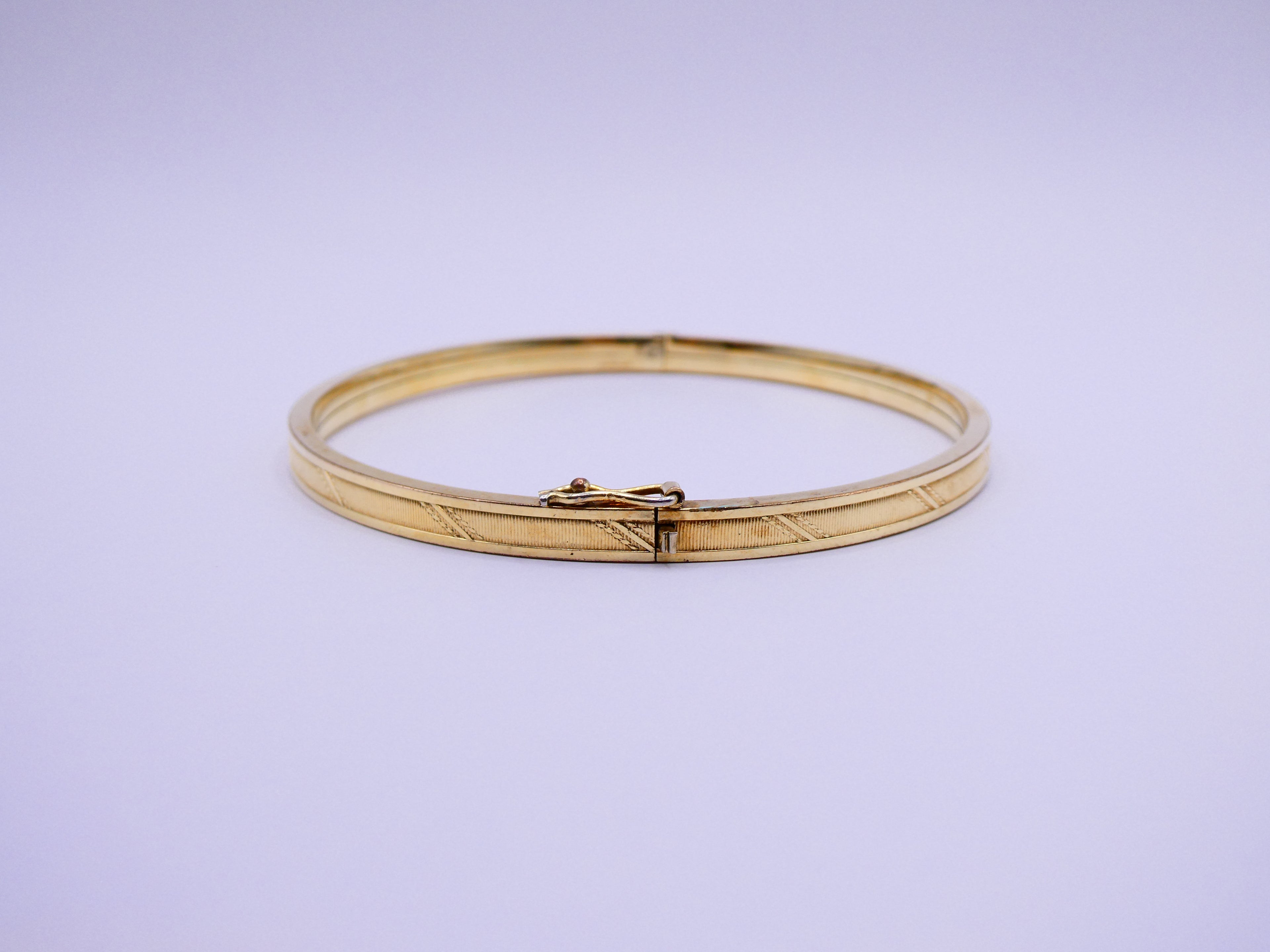 Vintage Gold Over Silver Etched Bangle