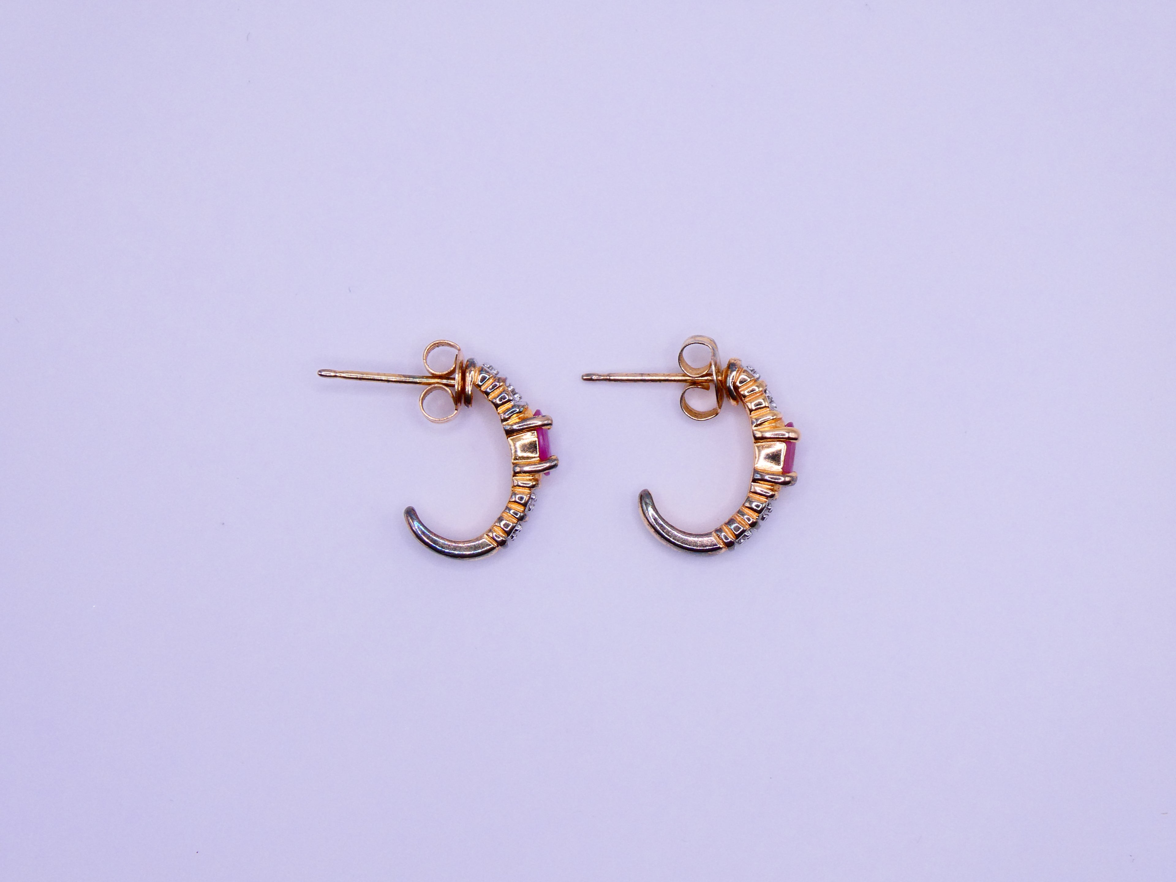 Vintage 18k Gold Over Silver Ruby Cabochon Earrings
