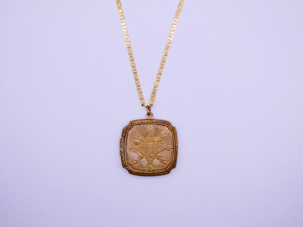 Vintage Gold-Filled Square Locket Necklace