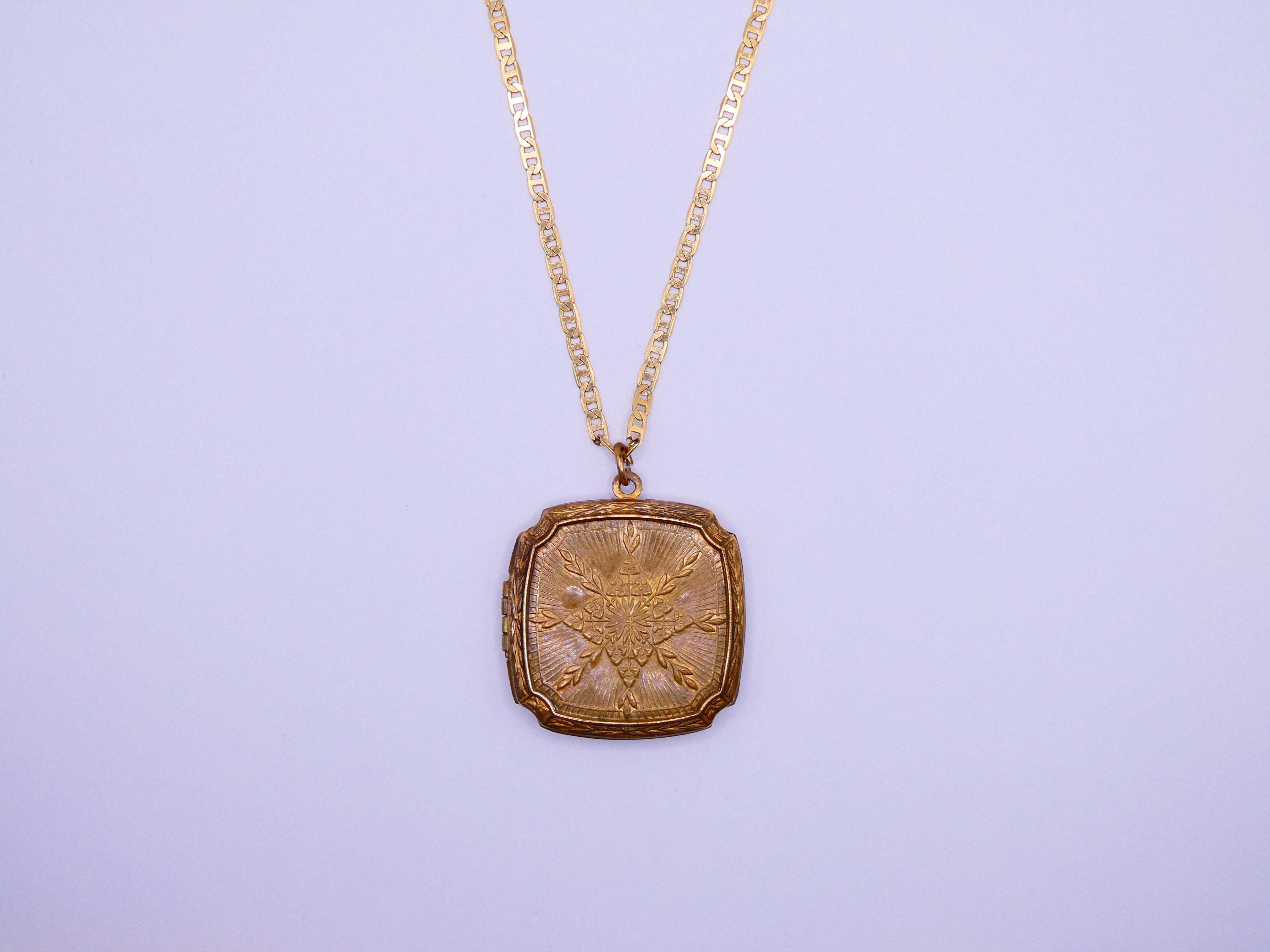 Vintage Gold-Filled Square Locket Necklace