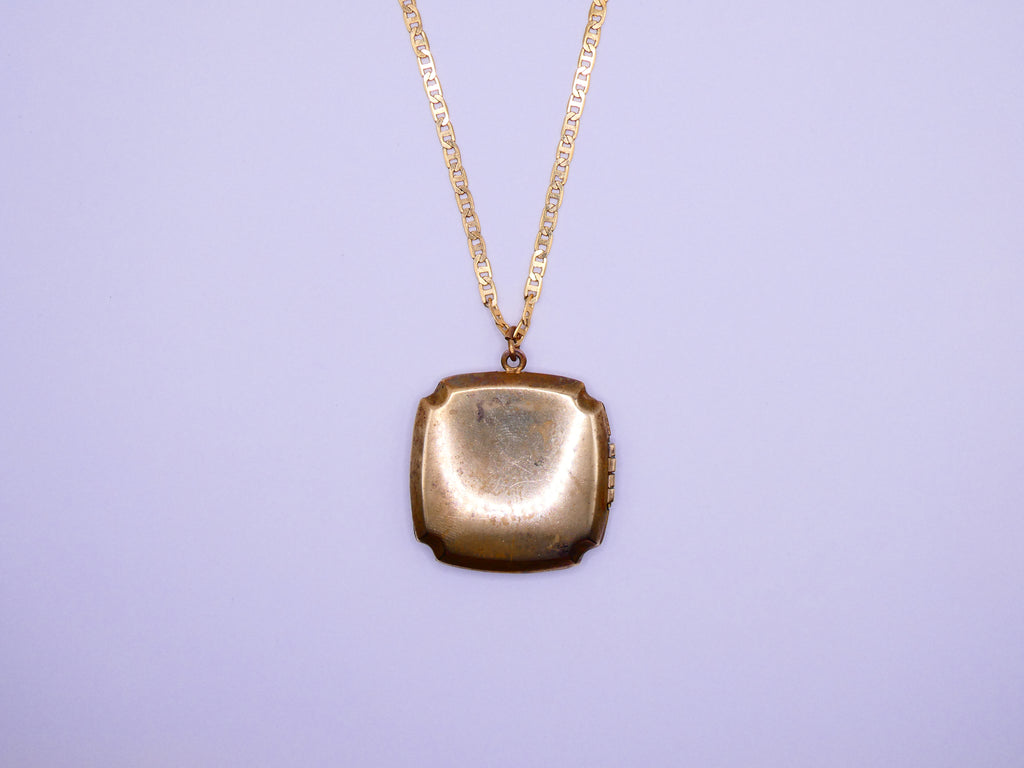 Vintage Gold-Filled Square Locket Necklace
