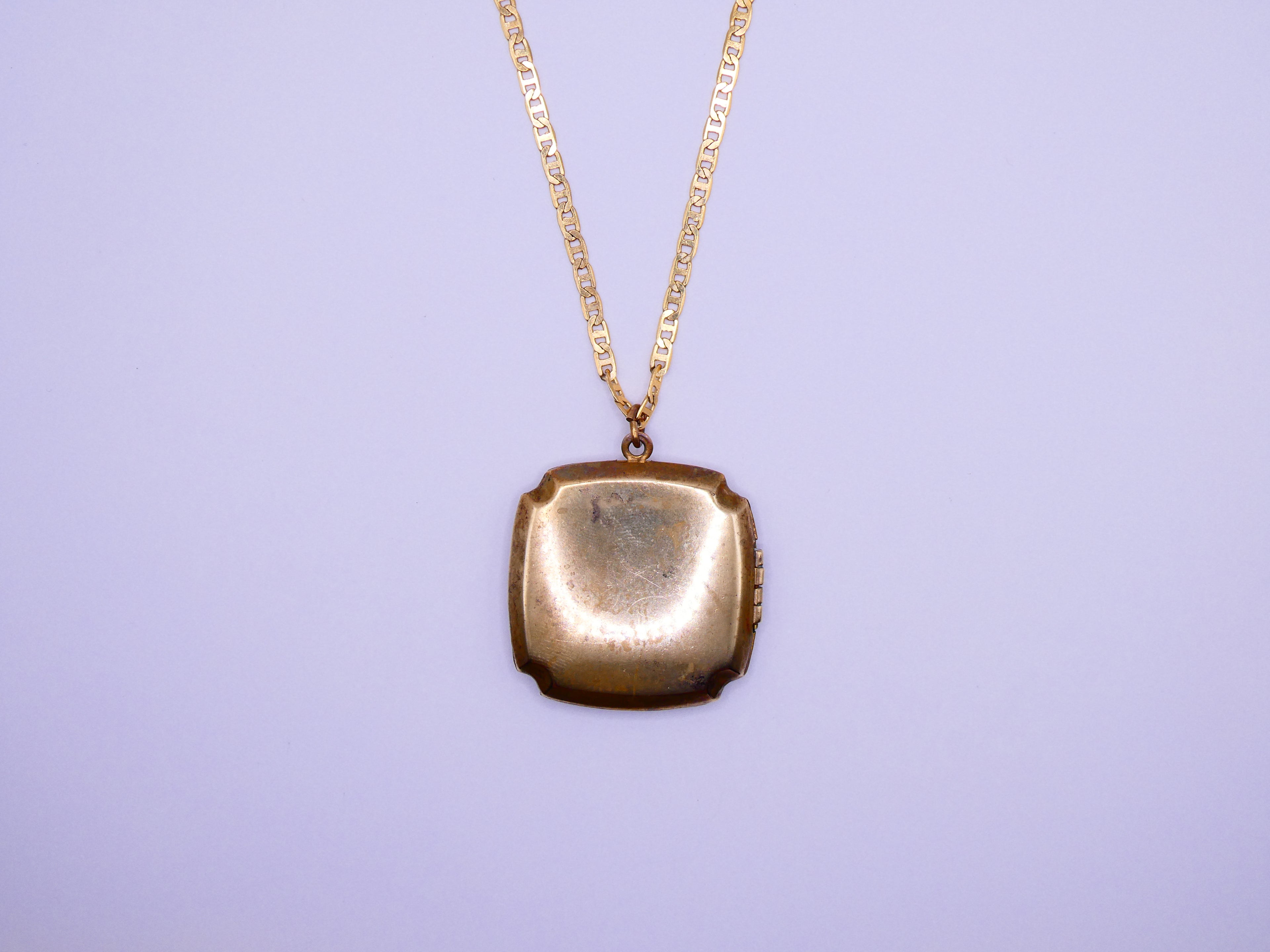 Vintage Gold-Filled Square Locket Necklace
