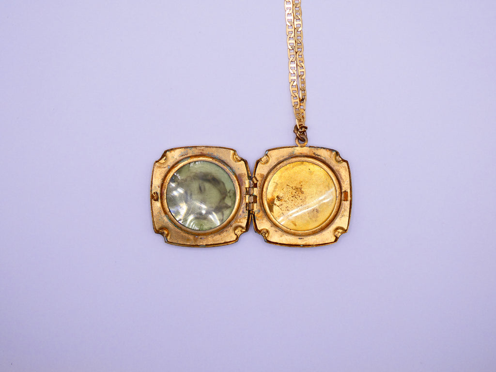 Vintage Gold-Filled Square Locket Necklace