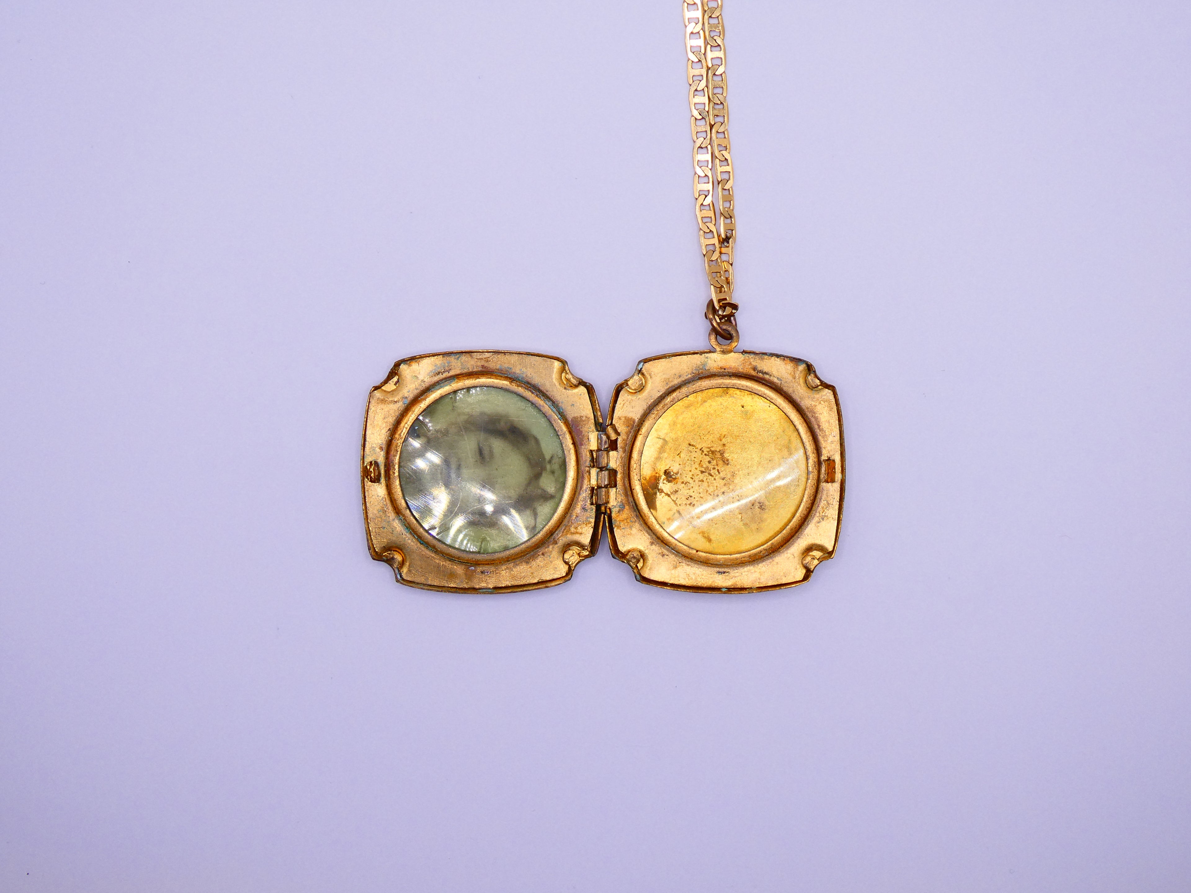 Vintage Gold-Filled Square Locket Necklace