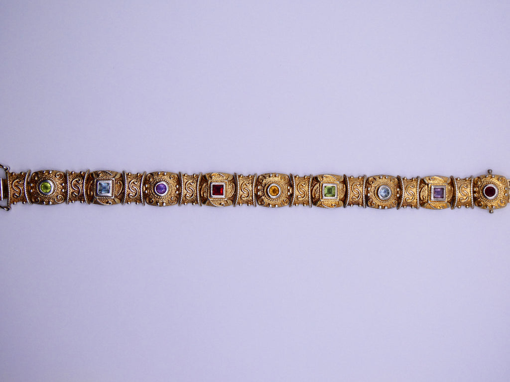 Vintage Gold Over Silver Semi-Precious Stone Bracelet