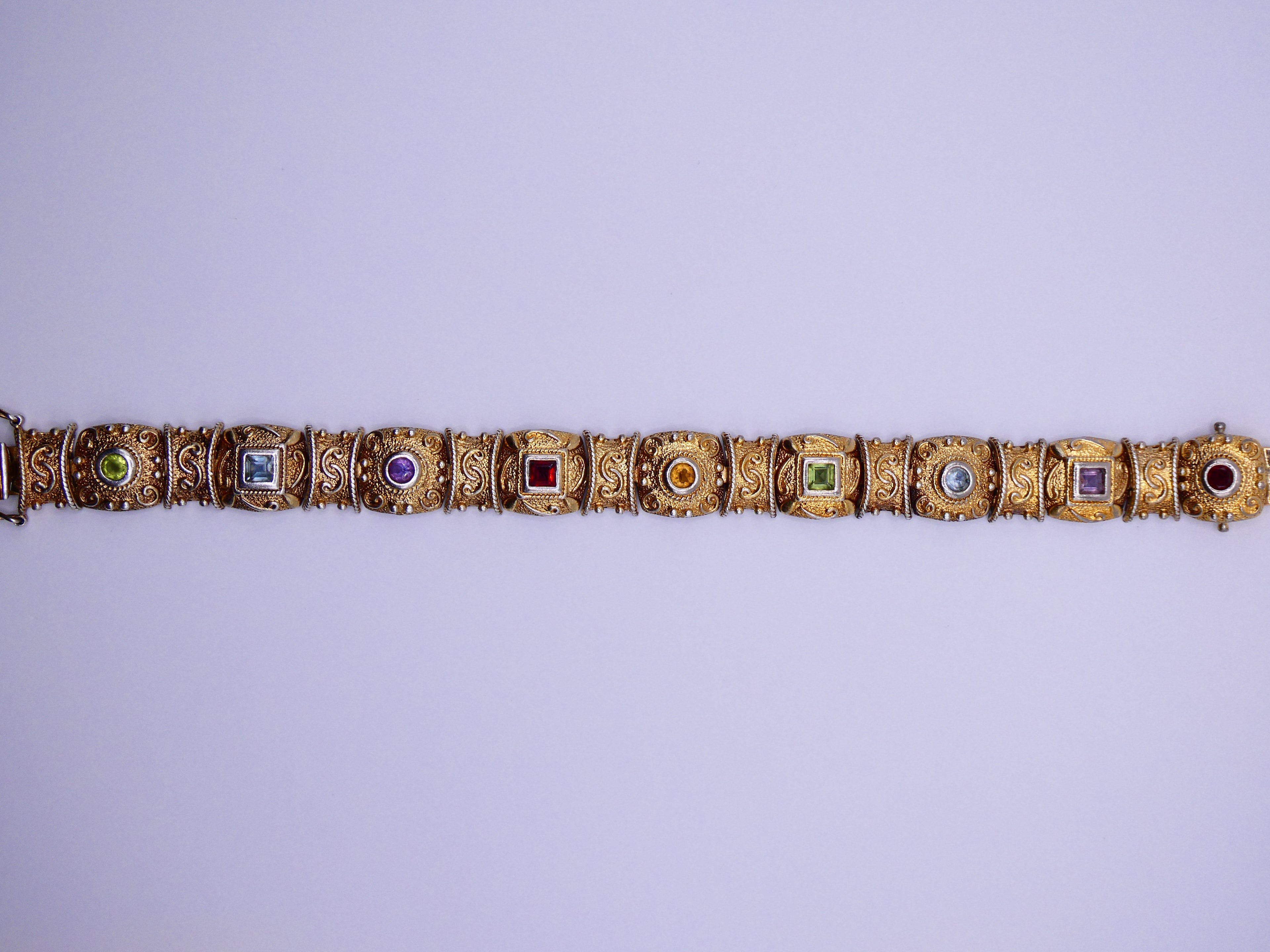 Vintage Gold Over Silver Semi-Precious Stone Bracelet