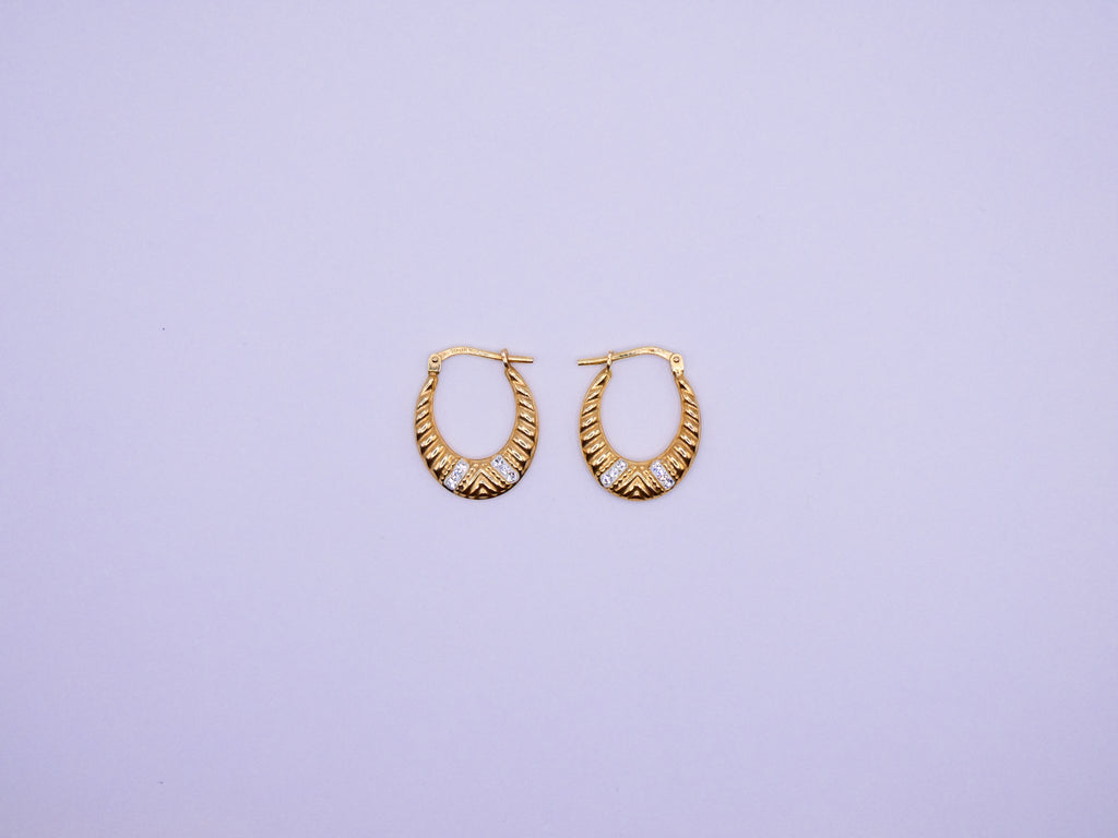 Vintage 18k Gold Over Silver Jordan Hoop Earrings