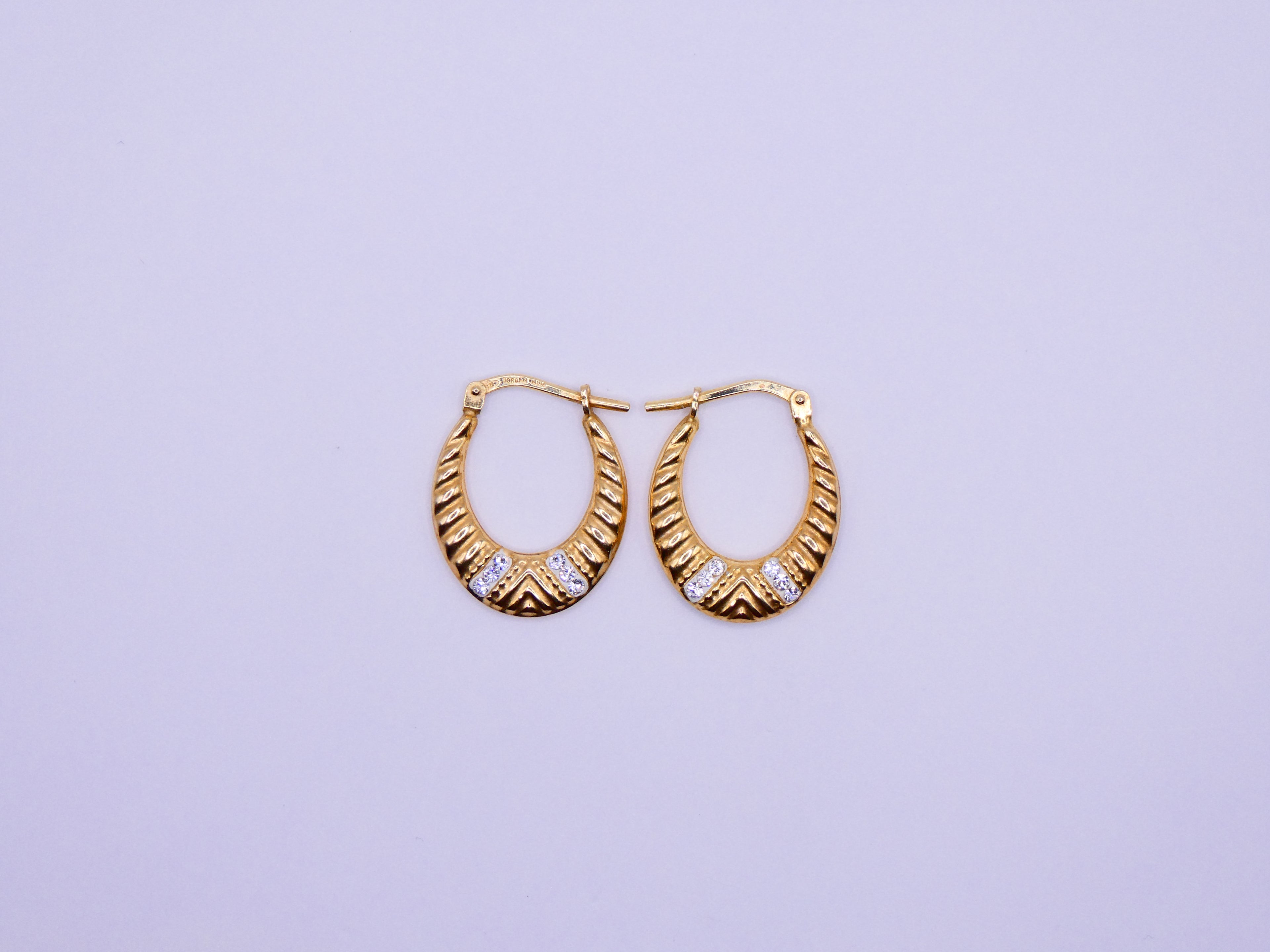 Vintage 18k Gold Over Silver Jordan Hoop Earrings