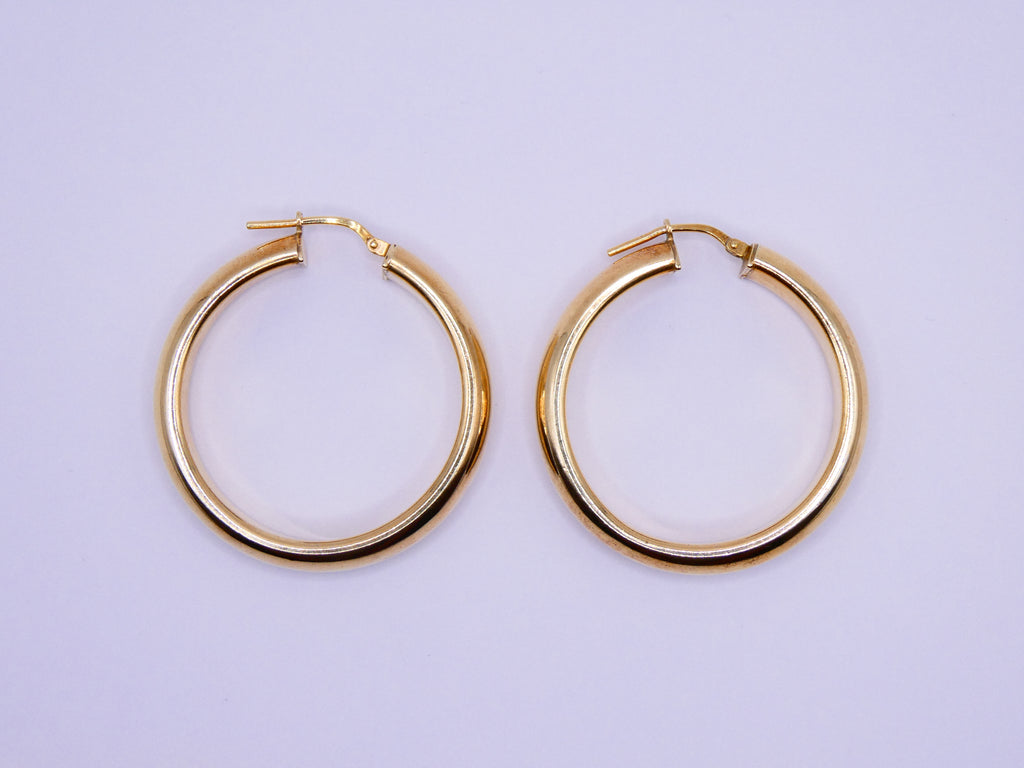 Vintage 18k Gold Over Silver Dyadema Hoop Earrings