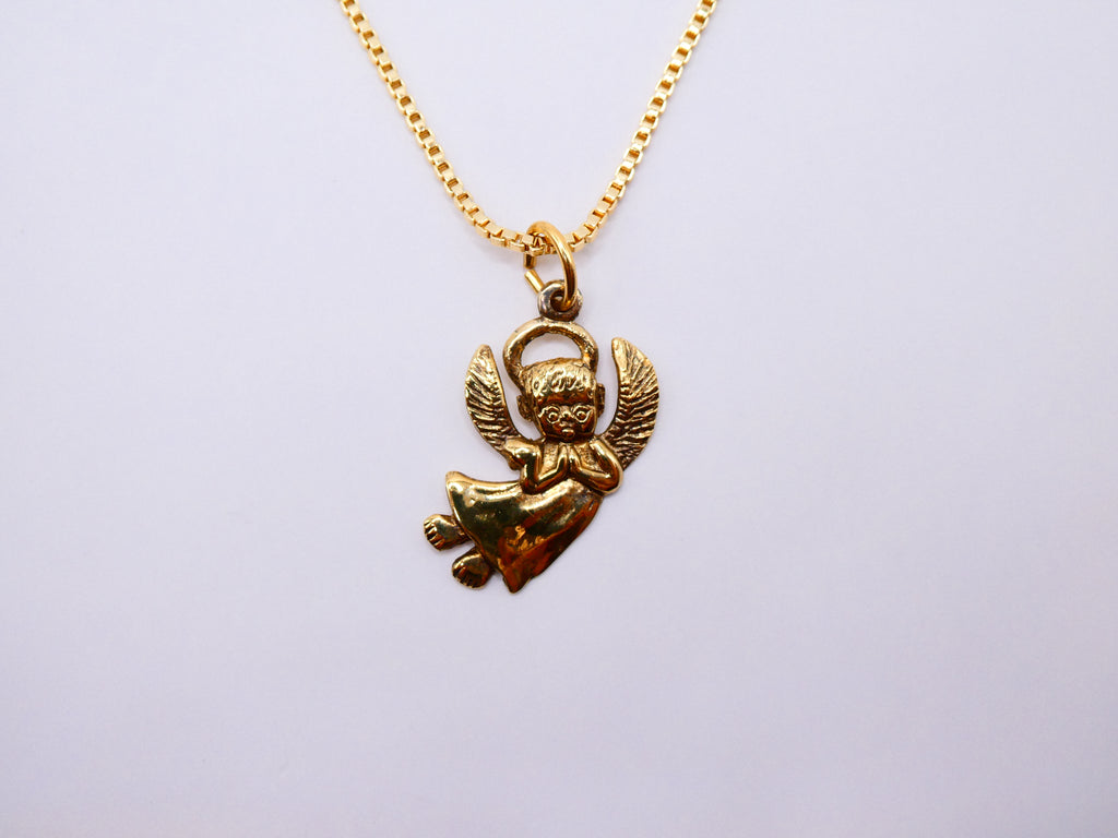 Vintage Gold Over Silver Angel Necklace