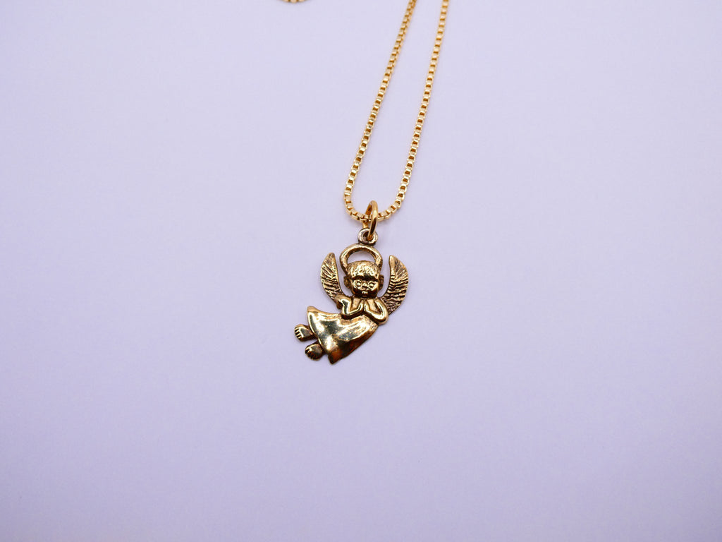Vintage Gold Over Silver Angel Necklace