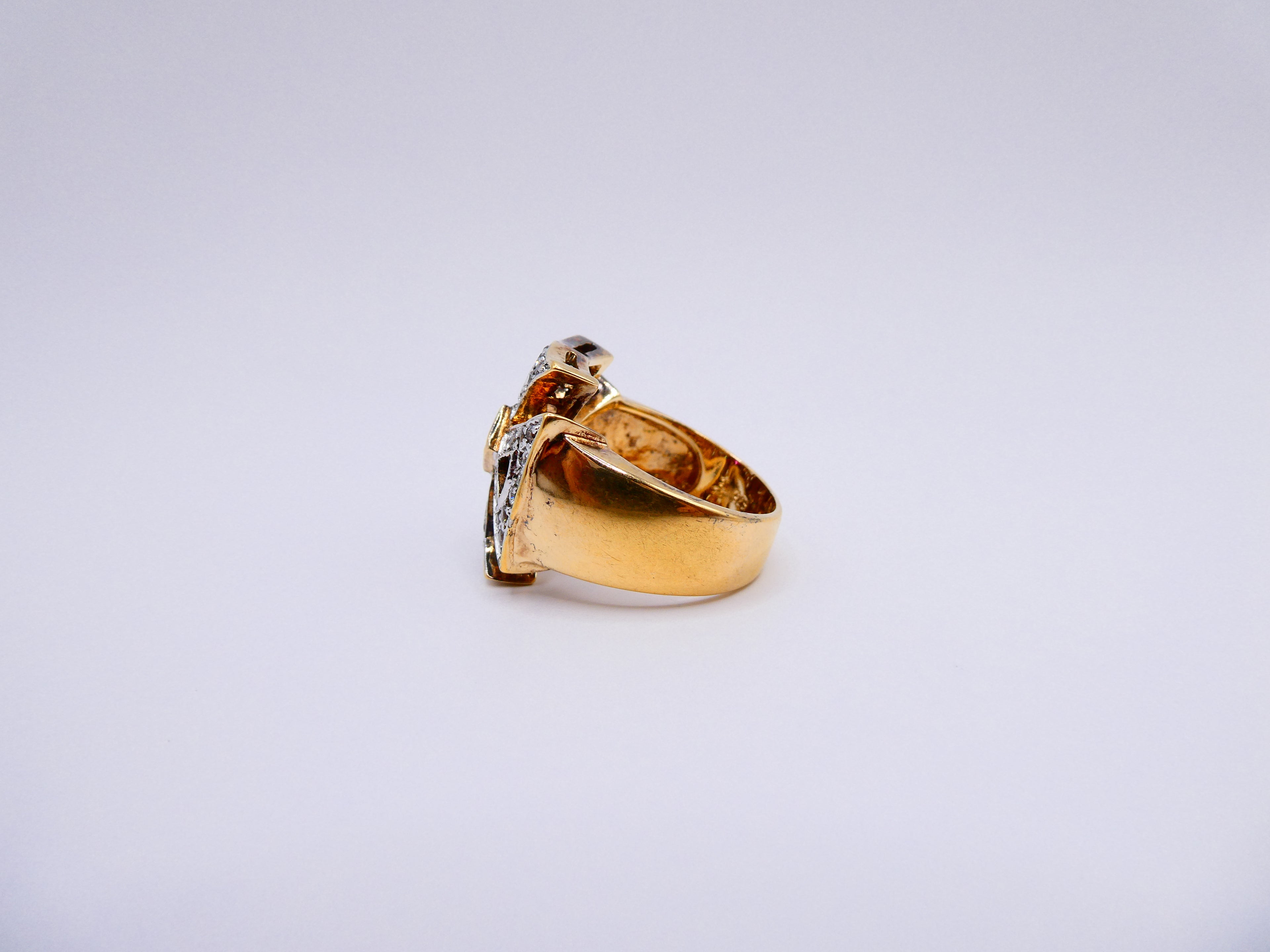 Vintage Gold Over Silver Gothic Cross Ring
