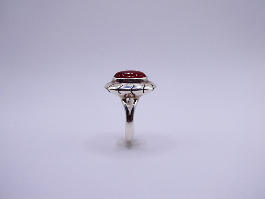 Vintage Silver Carnelian Modernist Ring