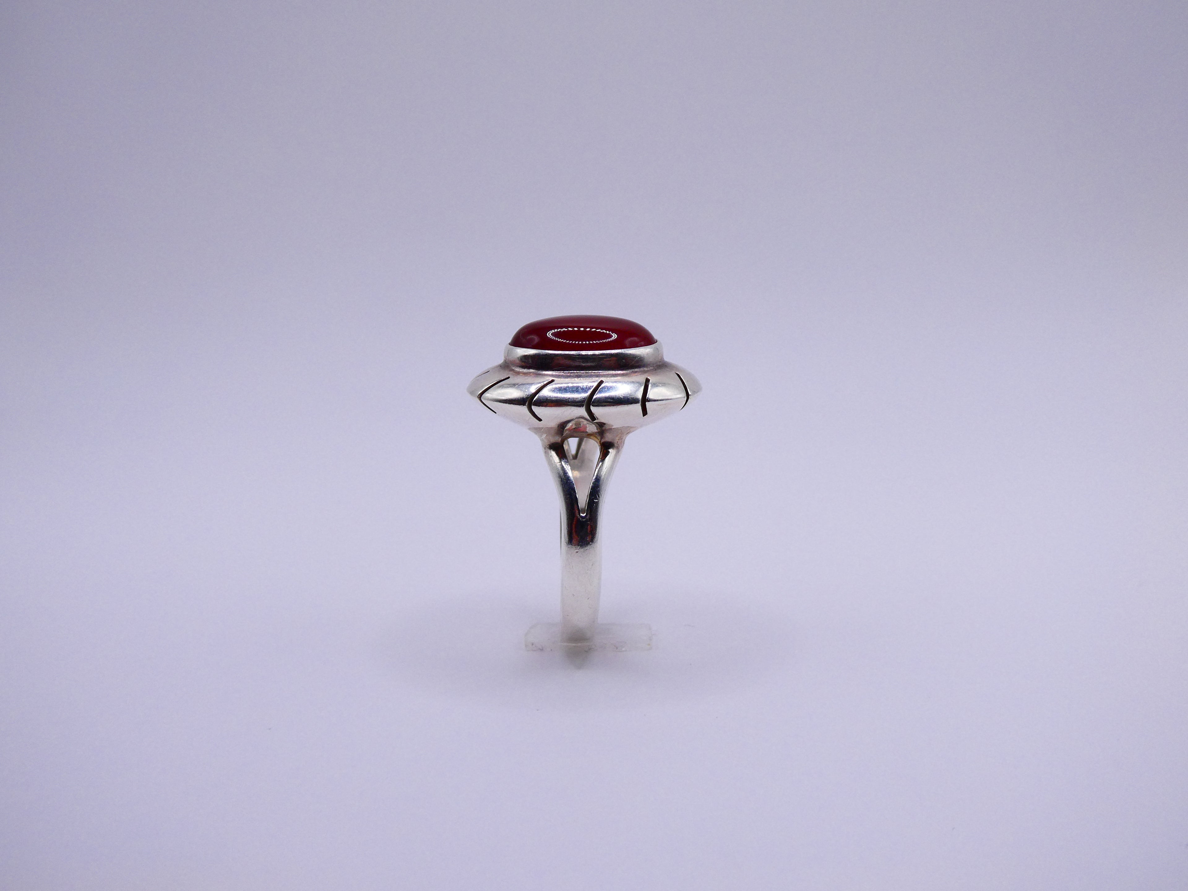 Vintage Silver Carnelian Modernist Ring
