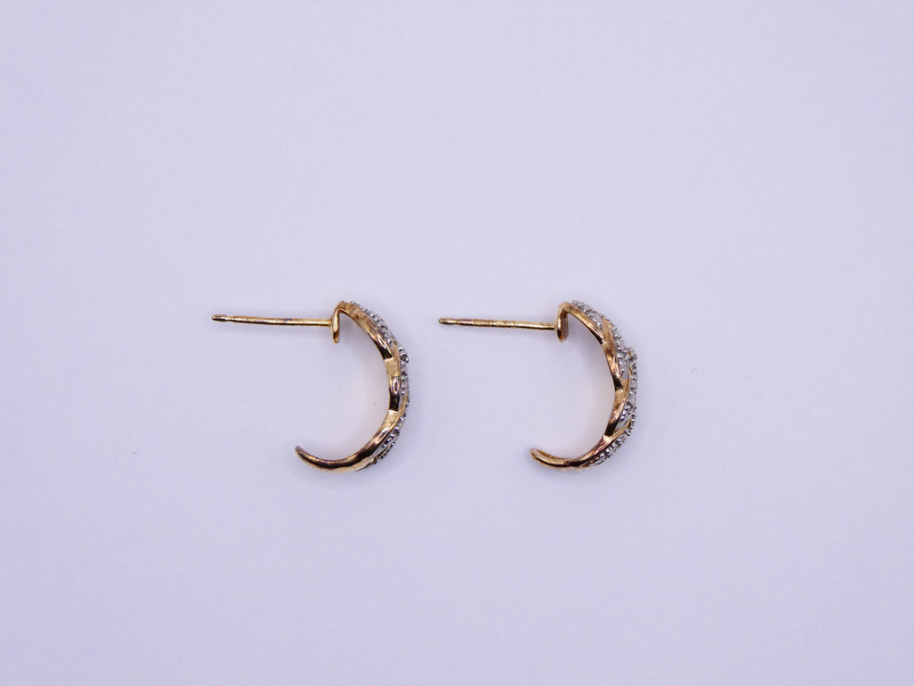 Vintage Gold Over Silver Braided Hoop Earrings