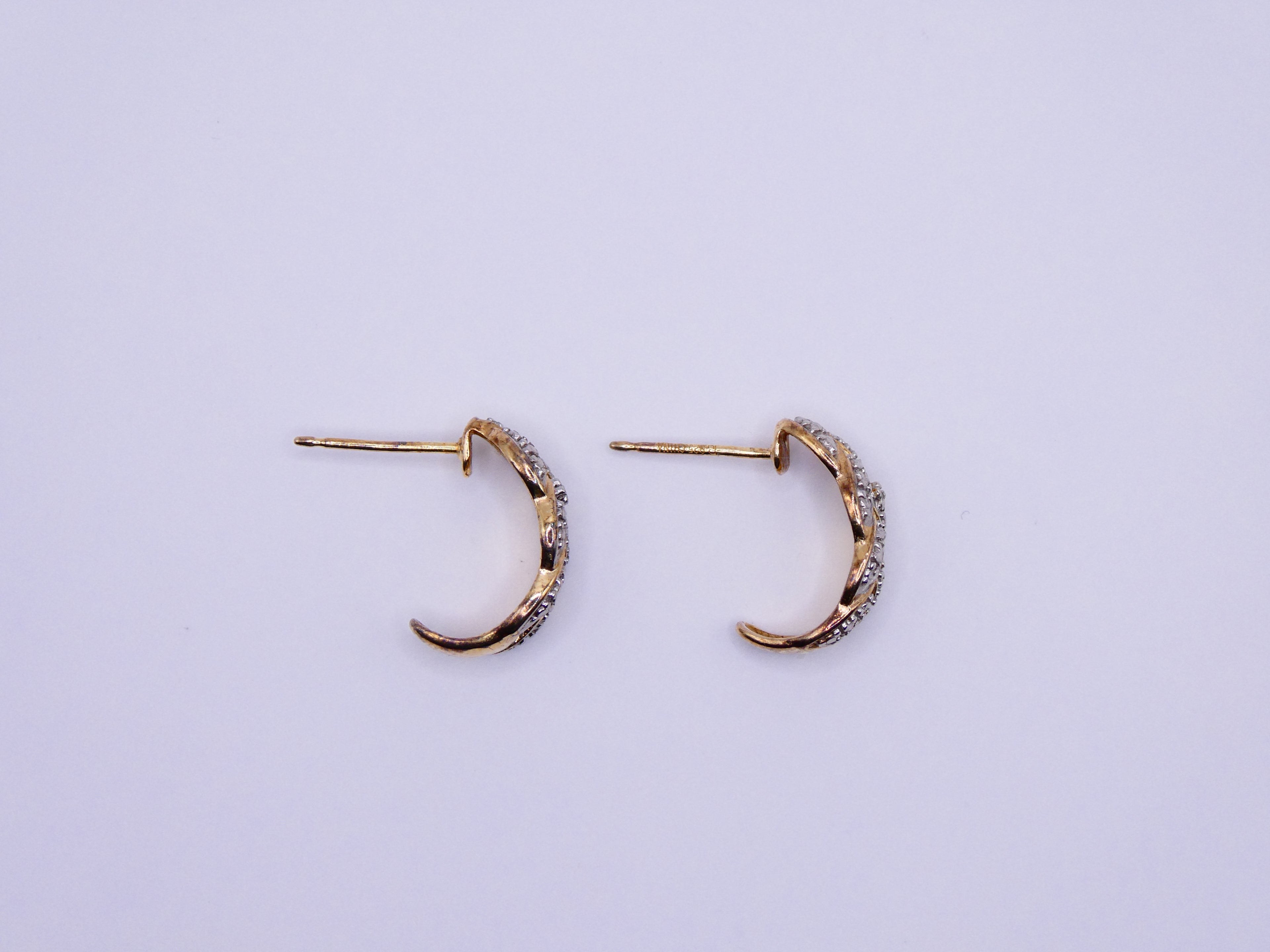 Vintage Gold Over Silver Braided Hoop Earrings