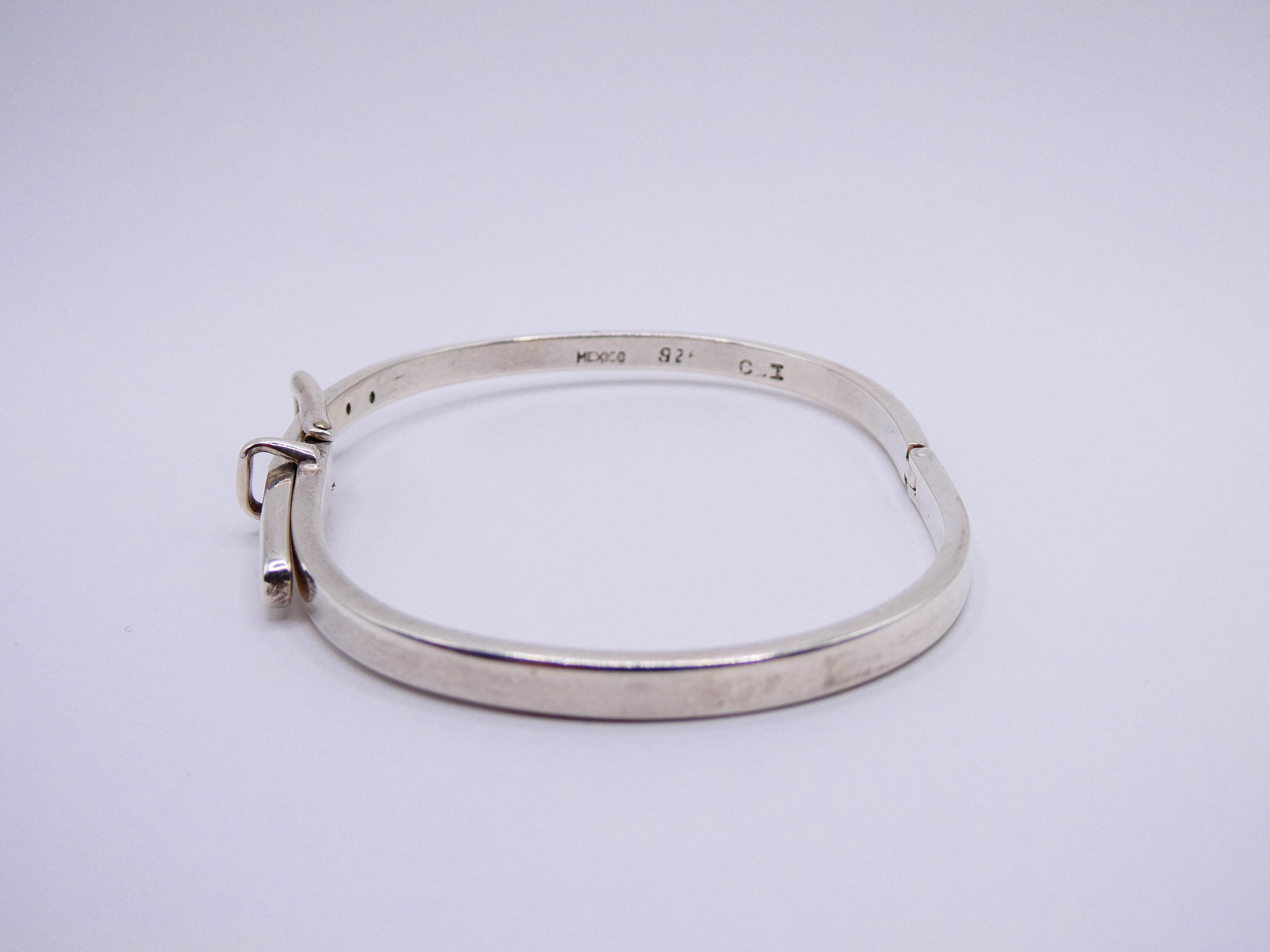 Vintage Silver Buckle Bangle Bracelet