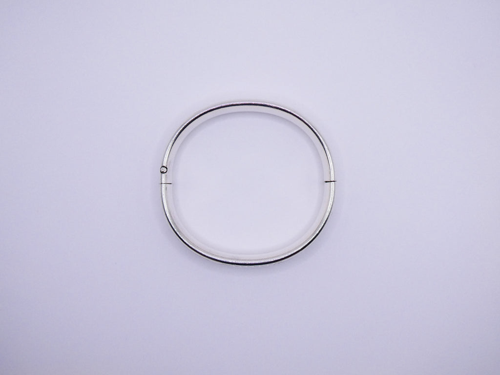 Vintage Silver Etched Hinged Bangle Bracelet