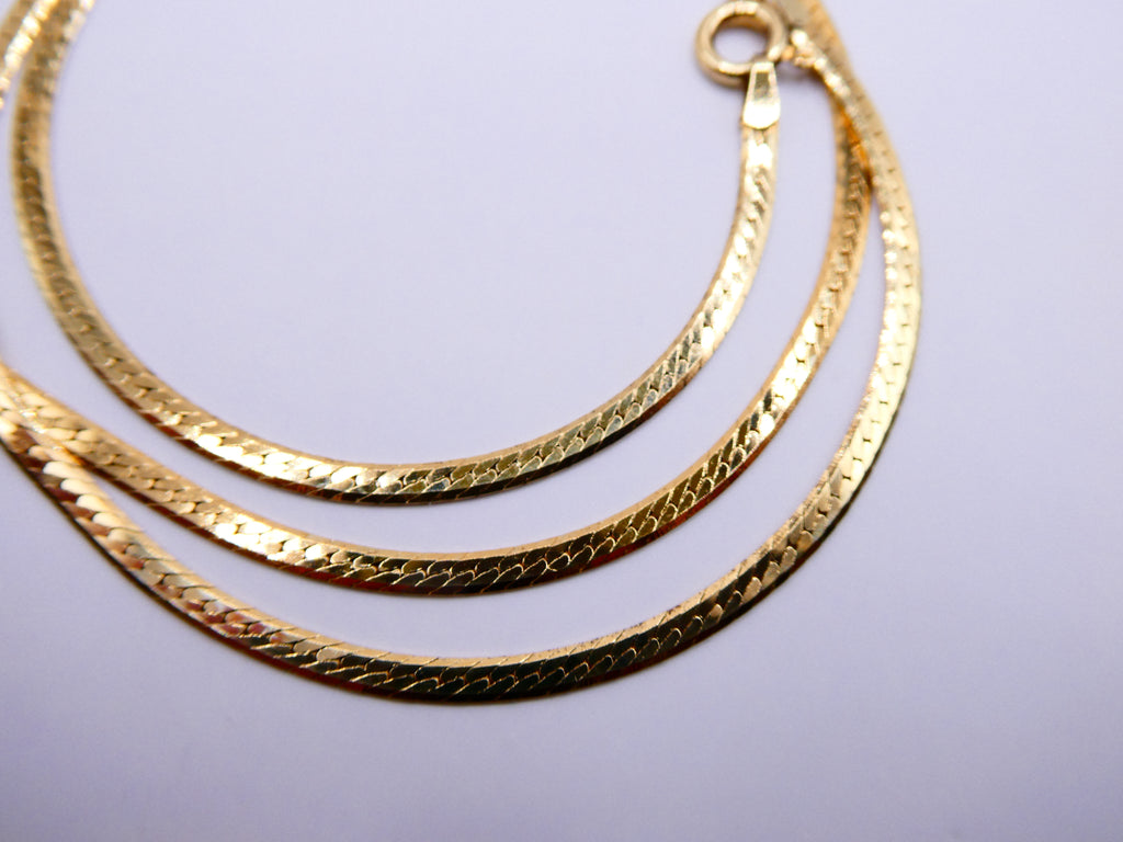 Vintage Gold Over Silver Thin Herringbone Chain