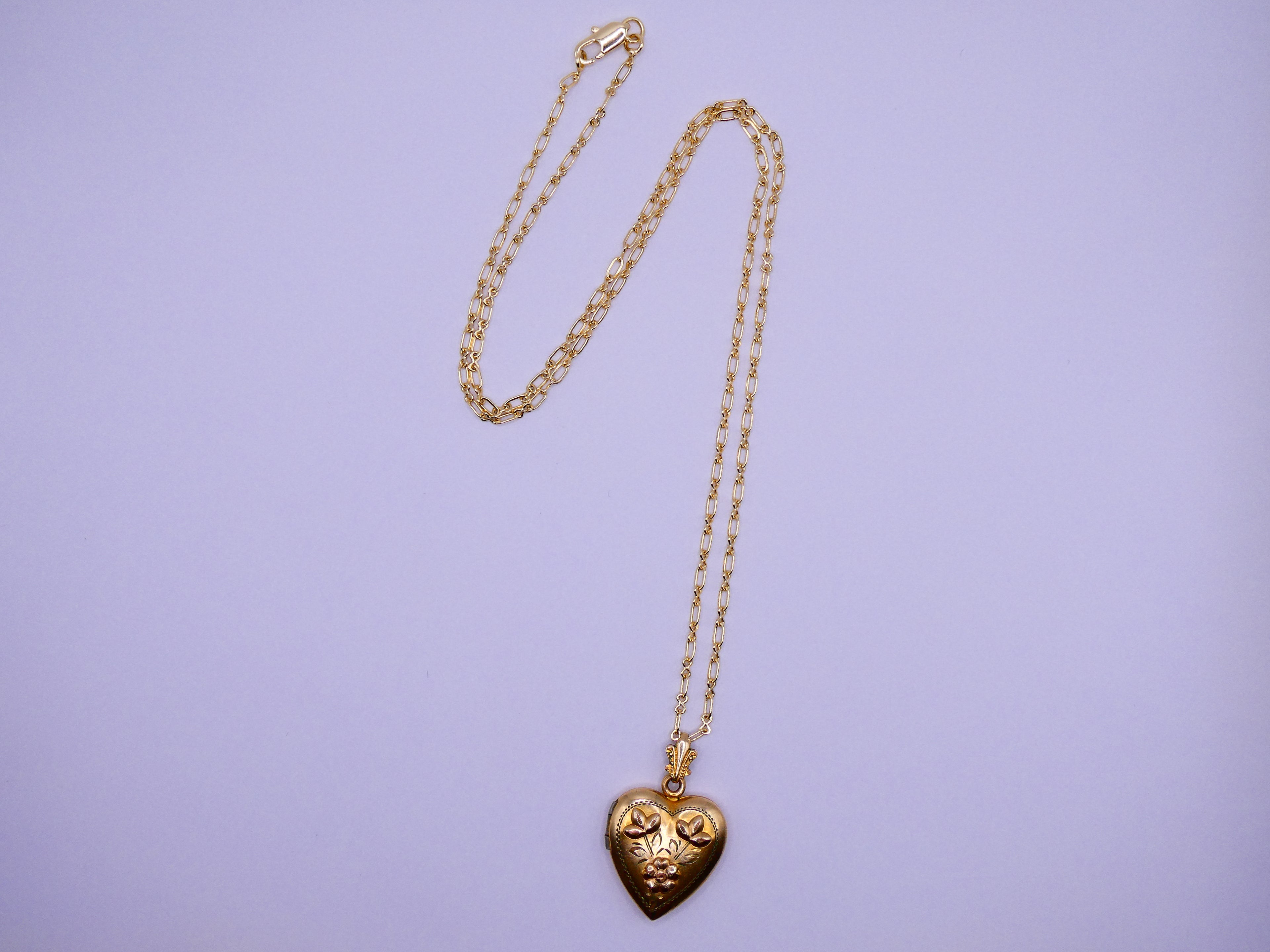 Vintage 12 Gold Filled Flower Heart Locket