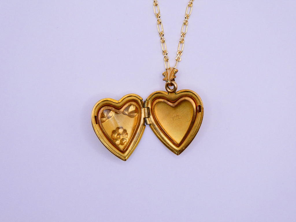 Vintage 12 Gold Filled Flower Heart Locket