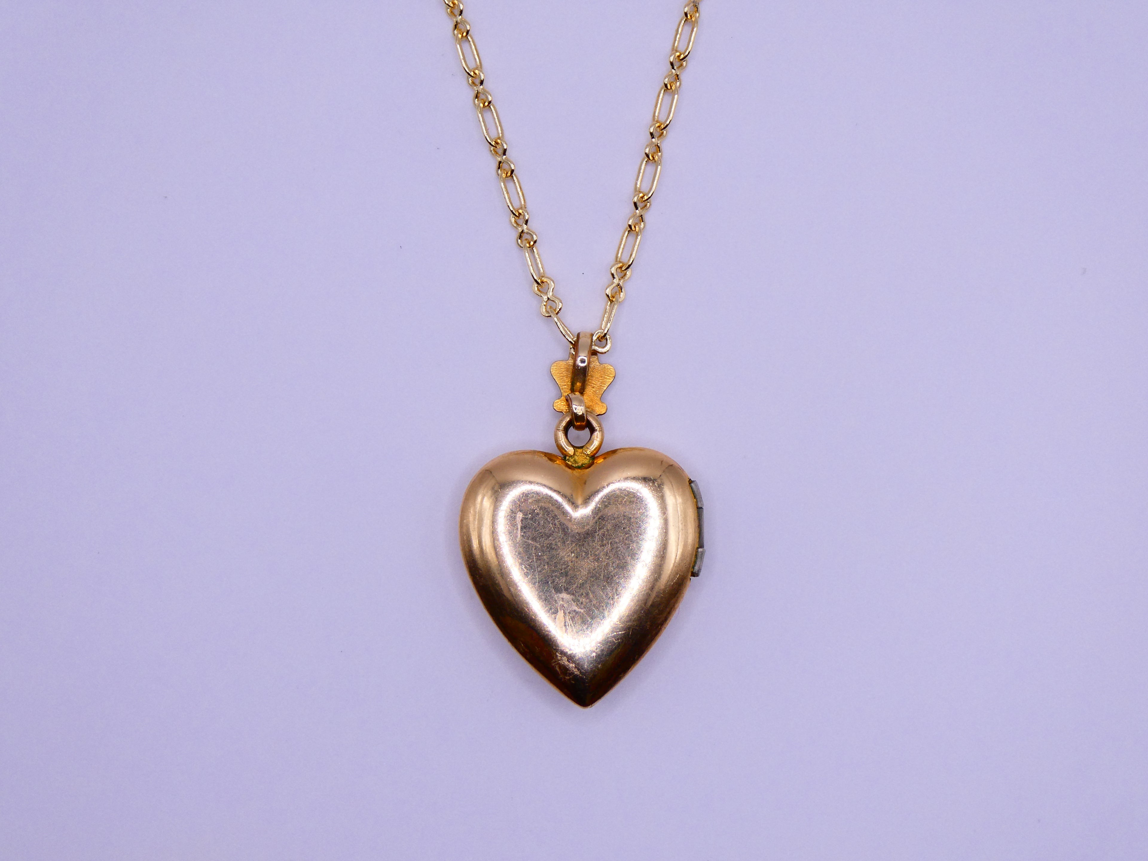 Vintage 12 Gold Filled Flower Heart Locket