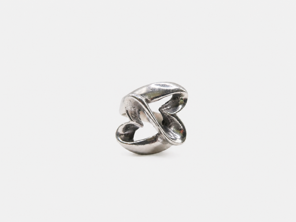 Vintage Silver Double Heart Wrap Ring