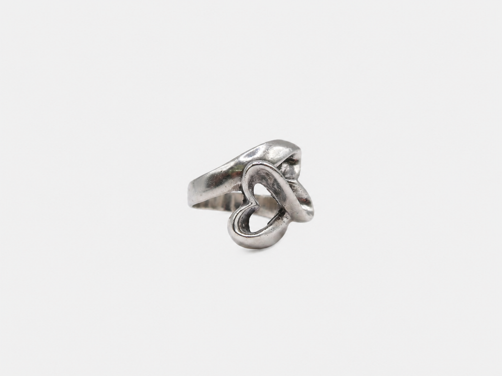 Vintage Silver Double Heart Wrap Ring