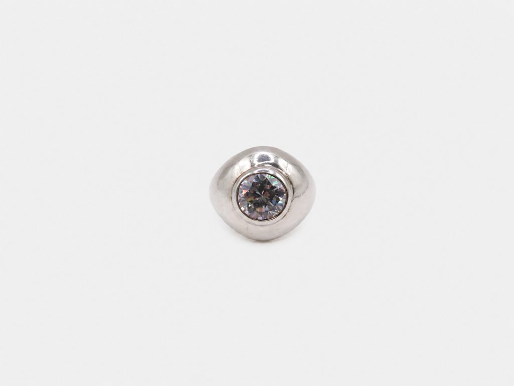 Vintage Silver CZ Dome Ring