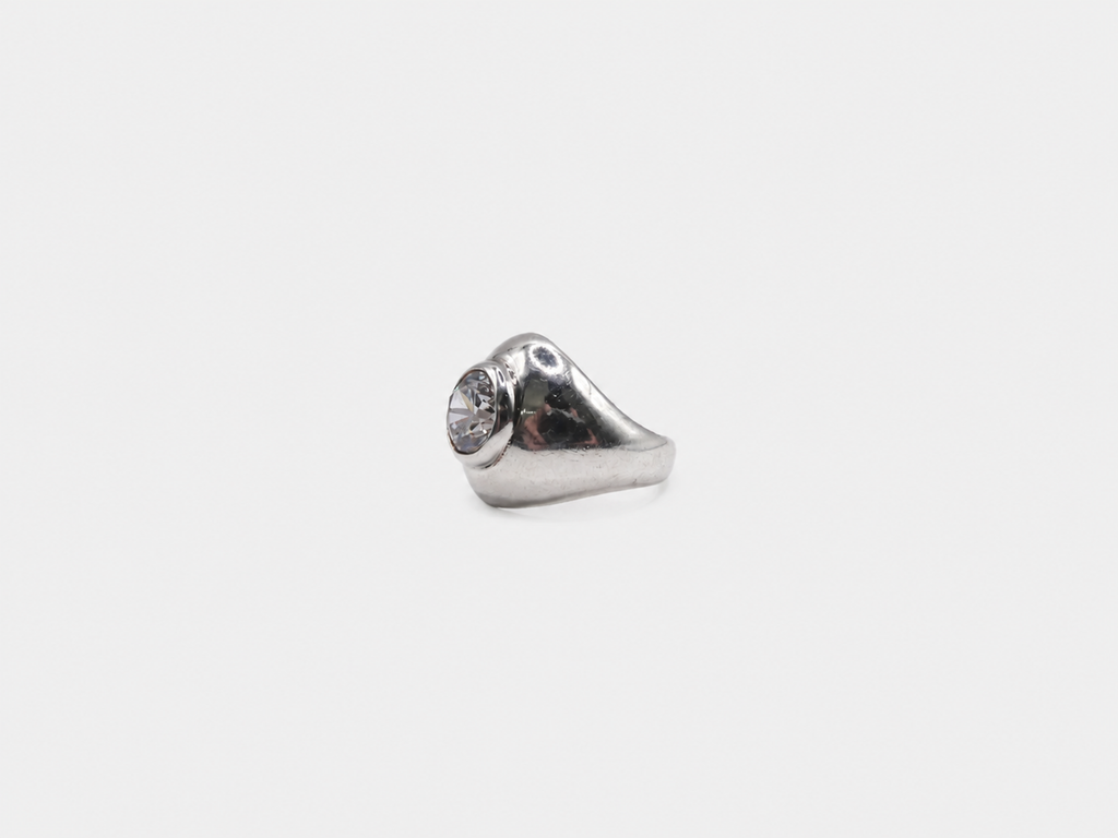 Vintage Silver CZ Dome Ring