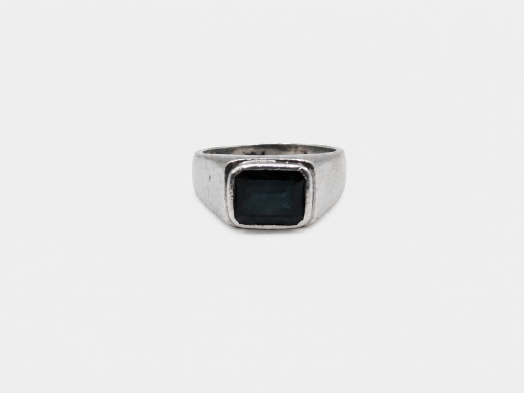 Vintage Men's Blue Stone Silver Signet Ring
