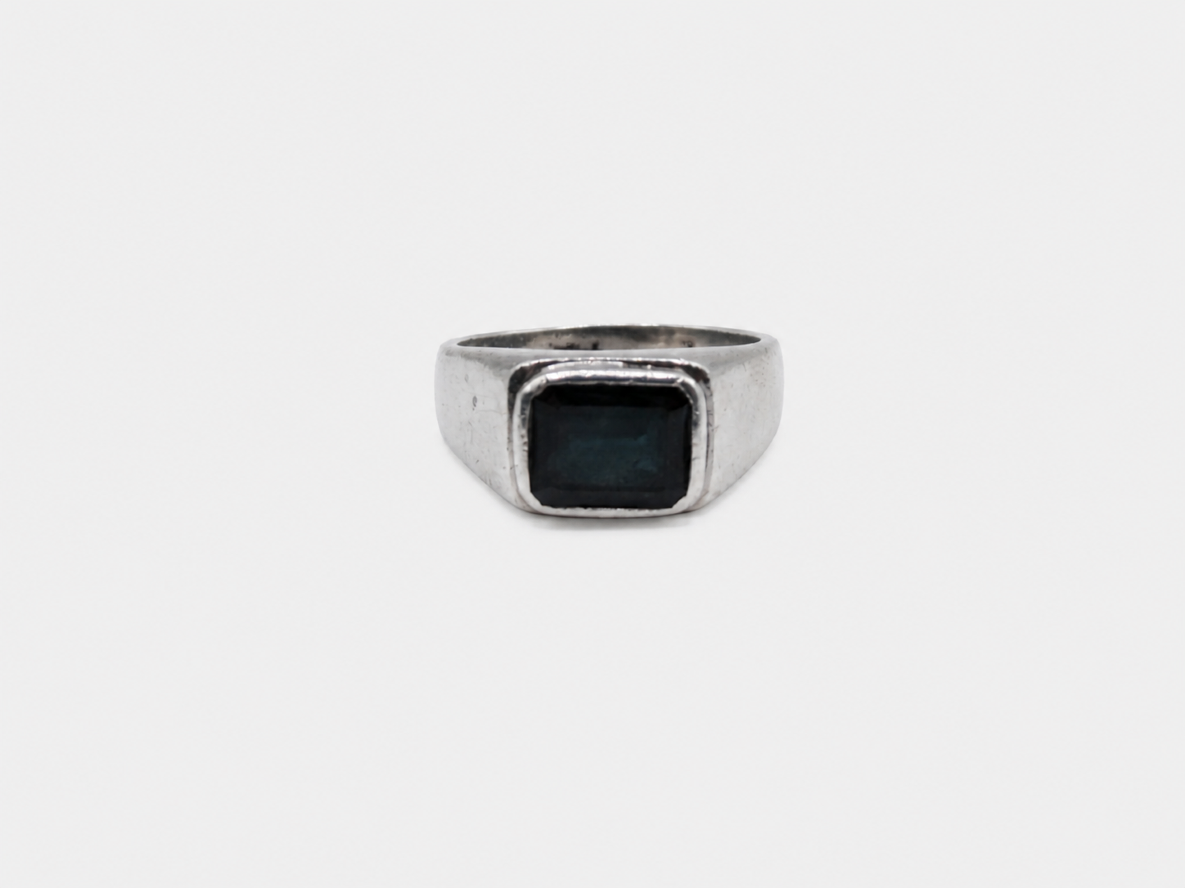 Vintage Men's Blue Stone Silver Signet Ring