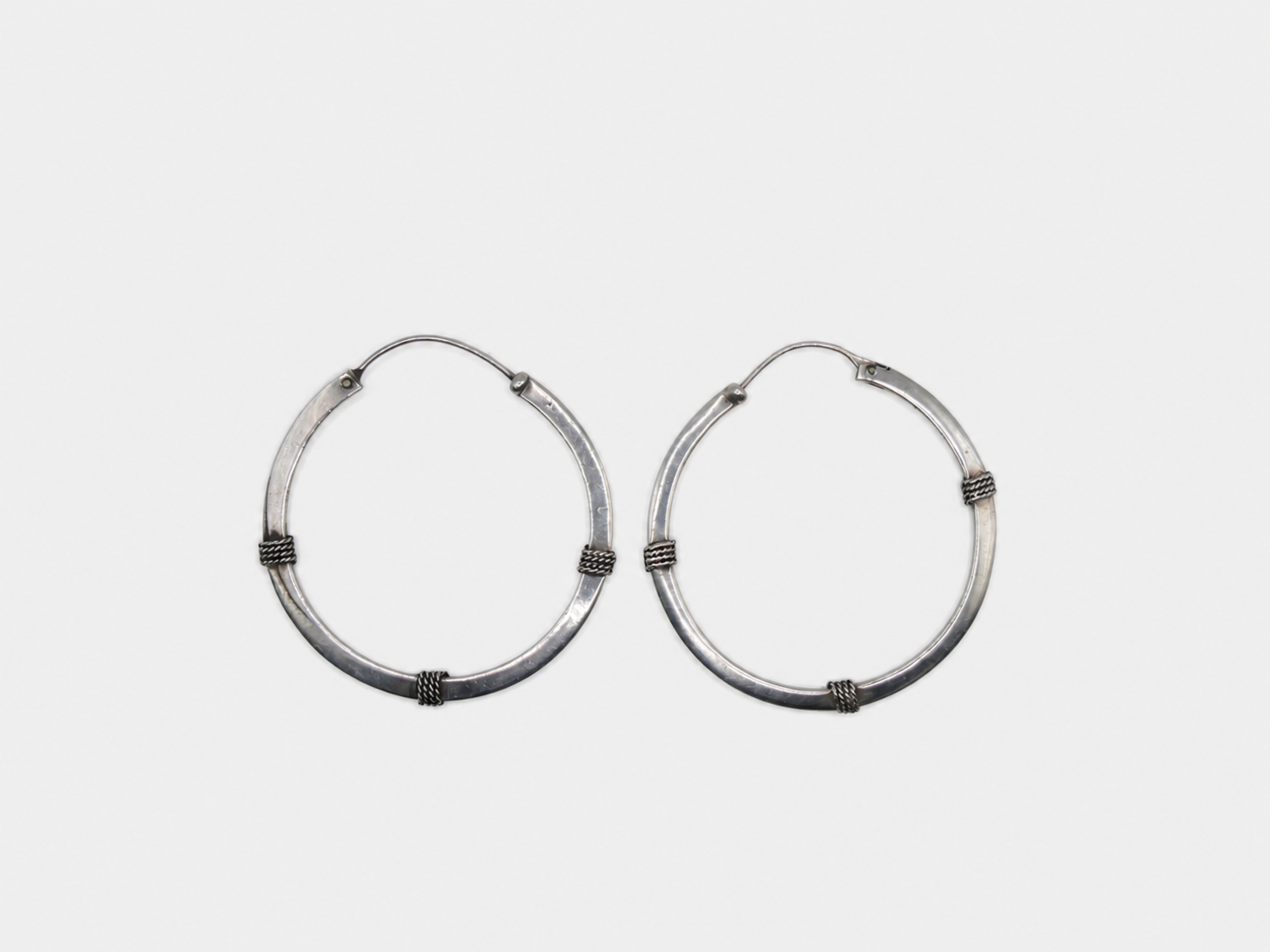 Vintage Silver Large Hoop Earrings