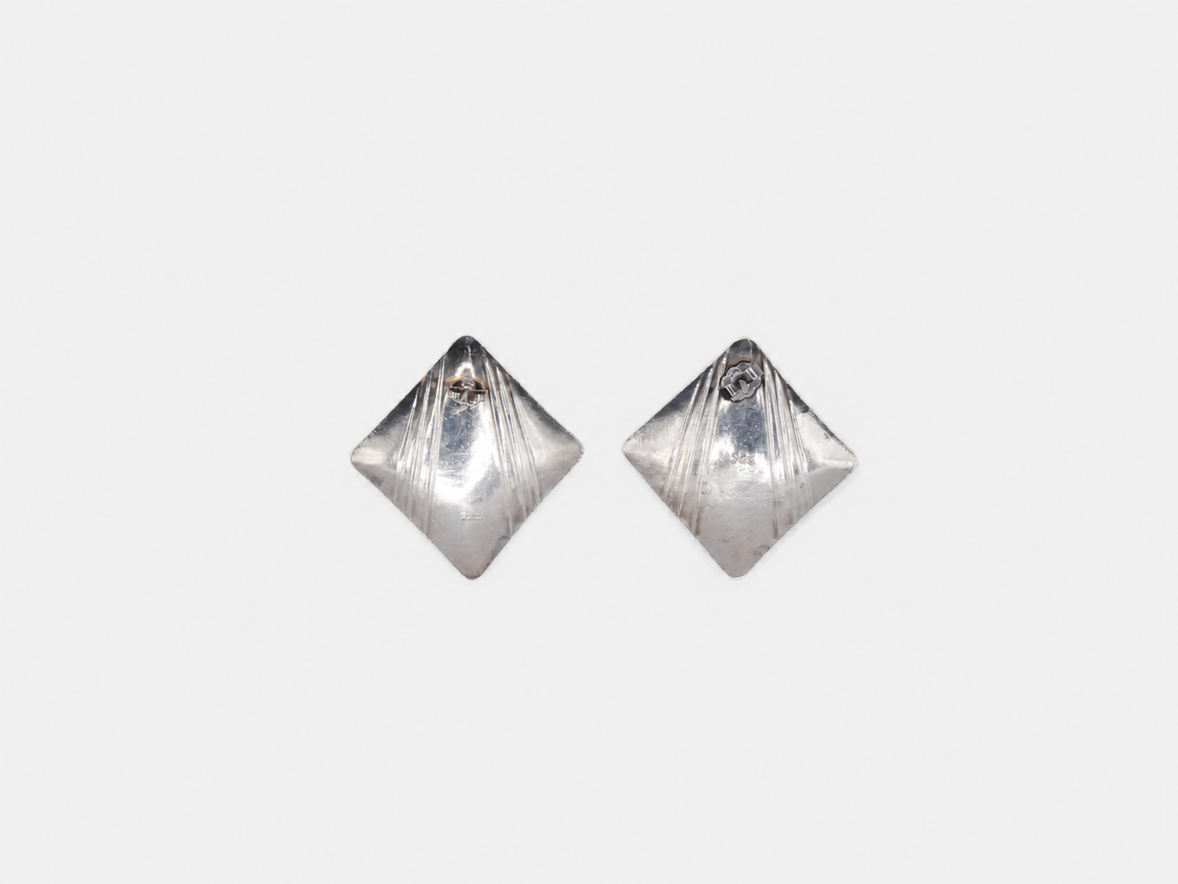 Vintage Silver Square Shield Earrings