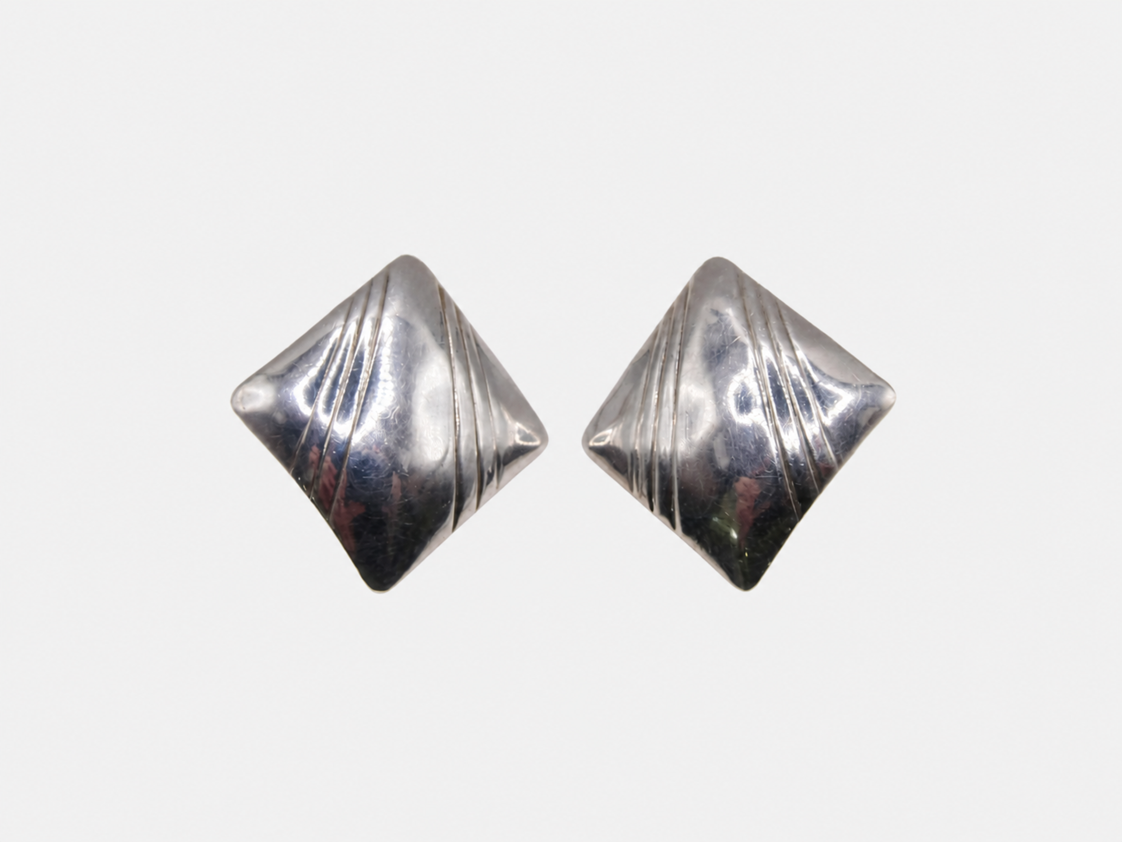 Vintage Silver Square Shield Earrings
