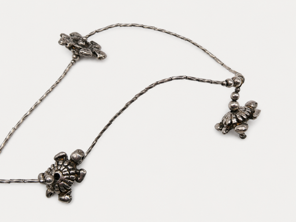 Vintage Silver Turtle Choker Necklace
