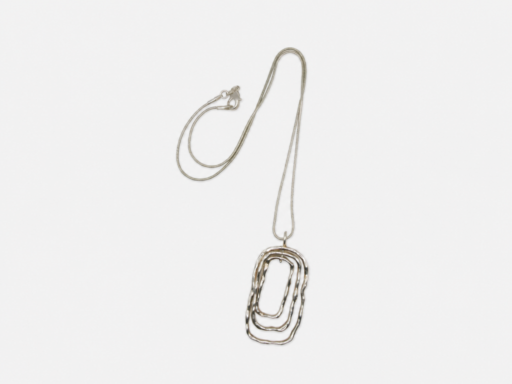 Vintage Hammered Silver Rectangle Necklace
