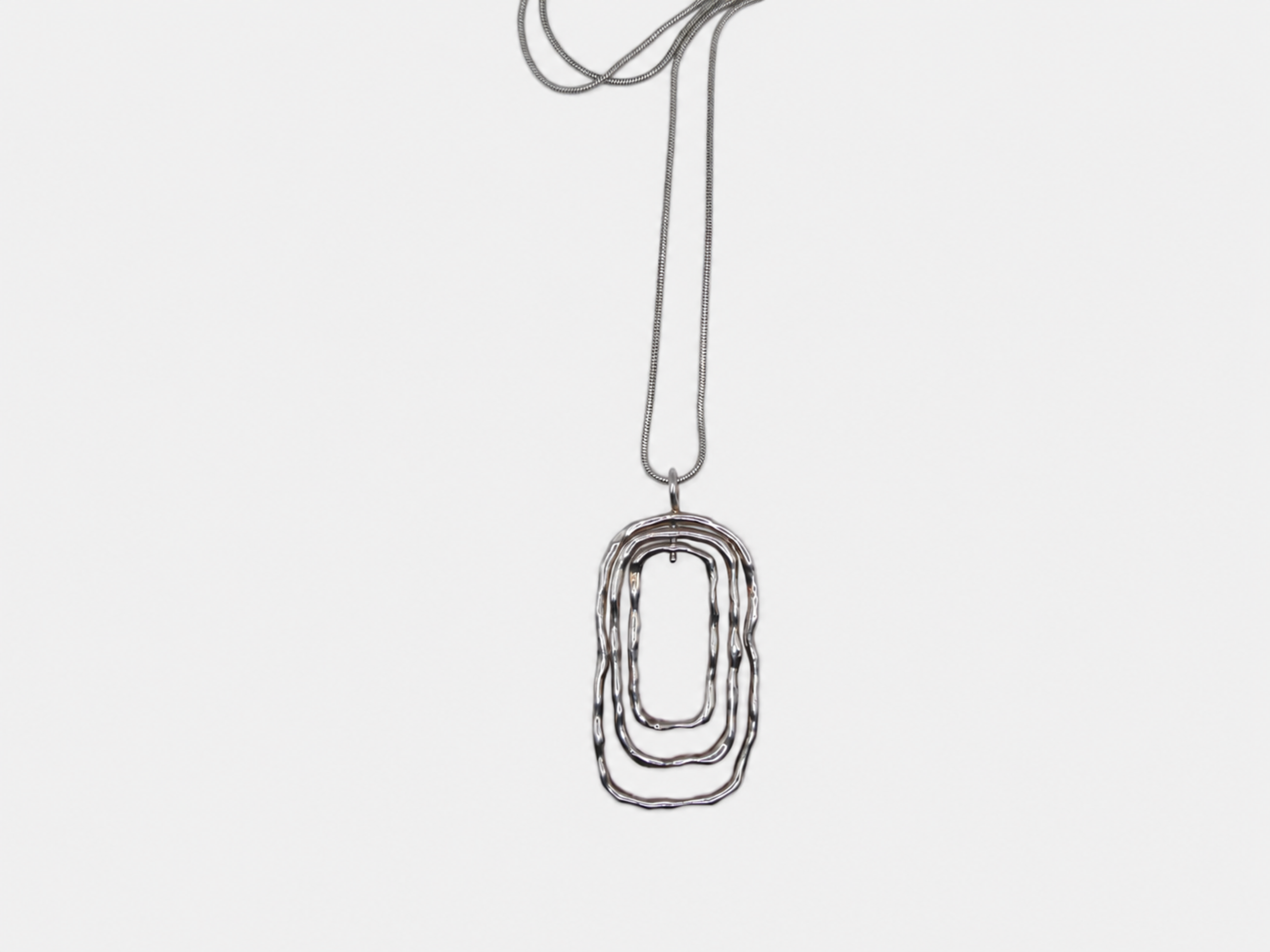 Vintage Hammered Silver Rectangle Necklace