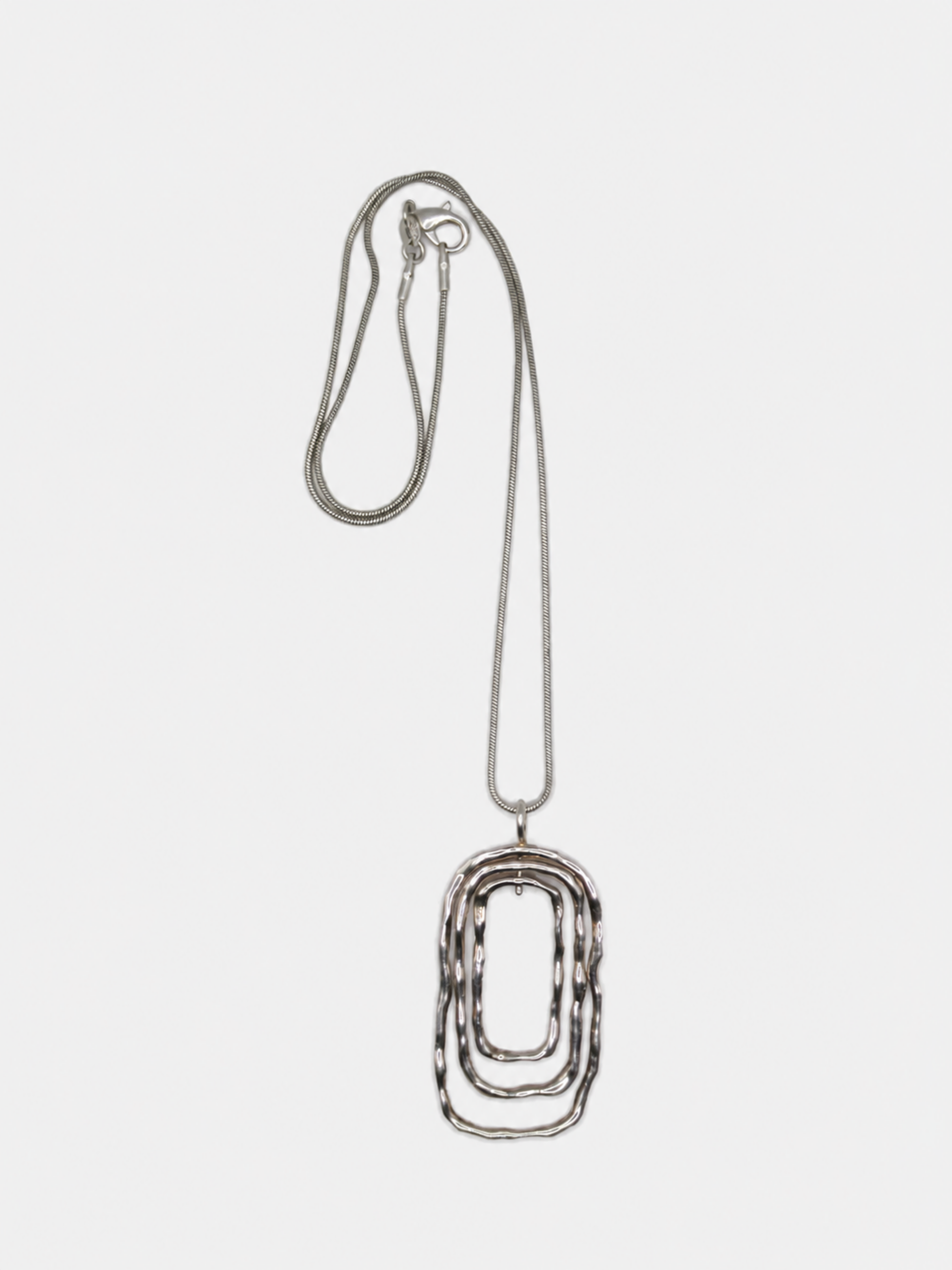 Vintage Hammered Silver Rectangle Necklace